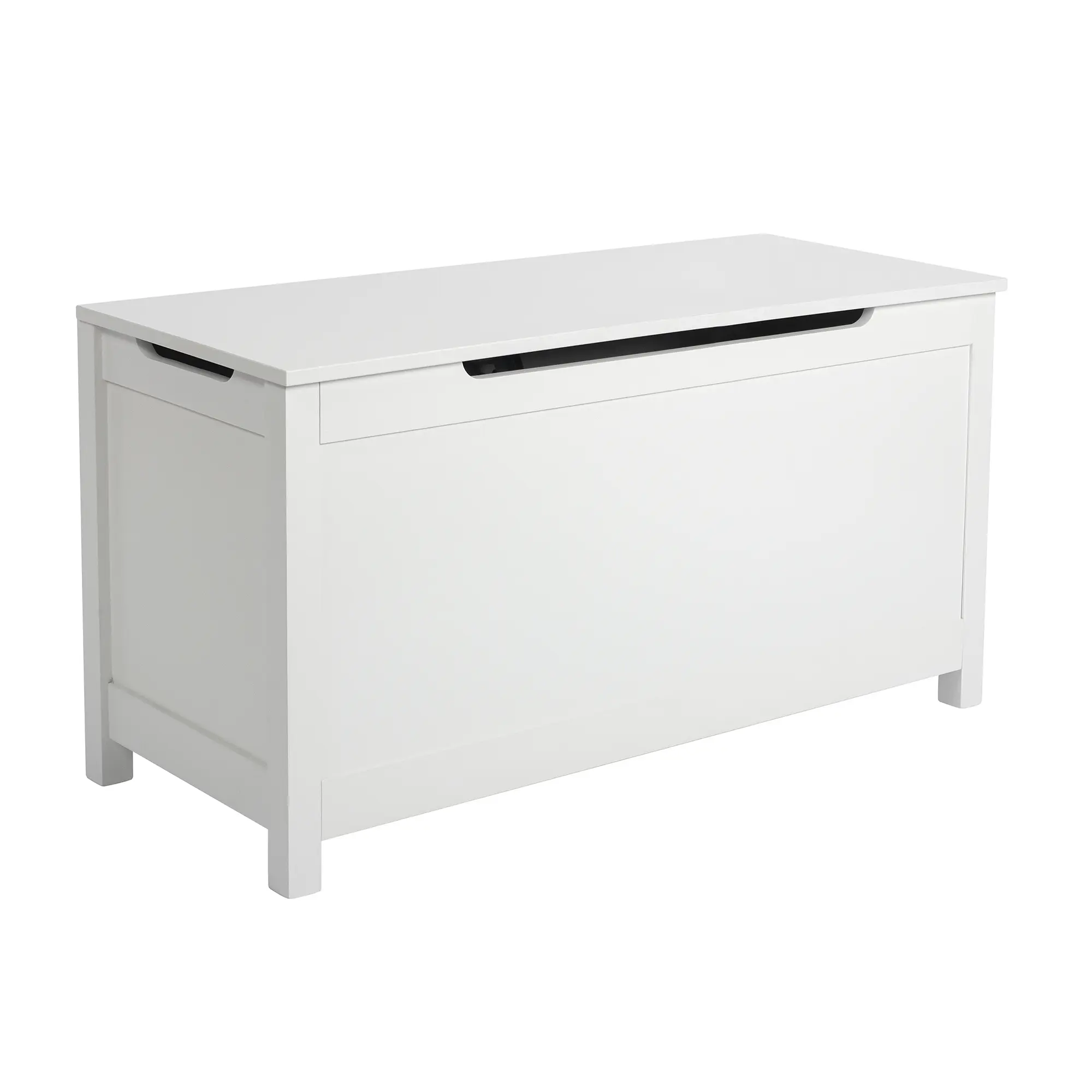 Wooden Toy Box/Bench with Safety Hinged Lid for Ages 3+，White Wooden Toy Box