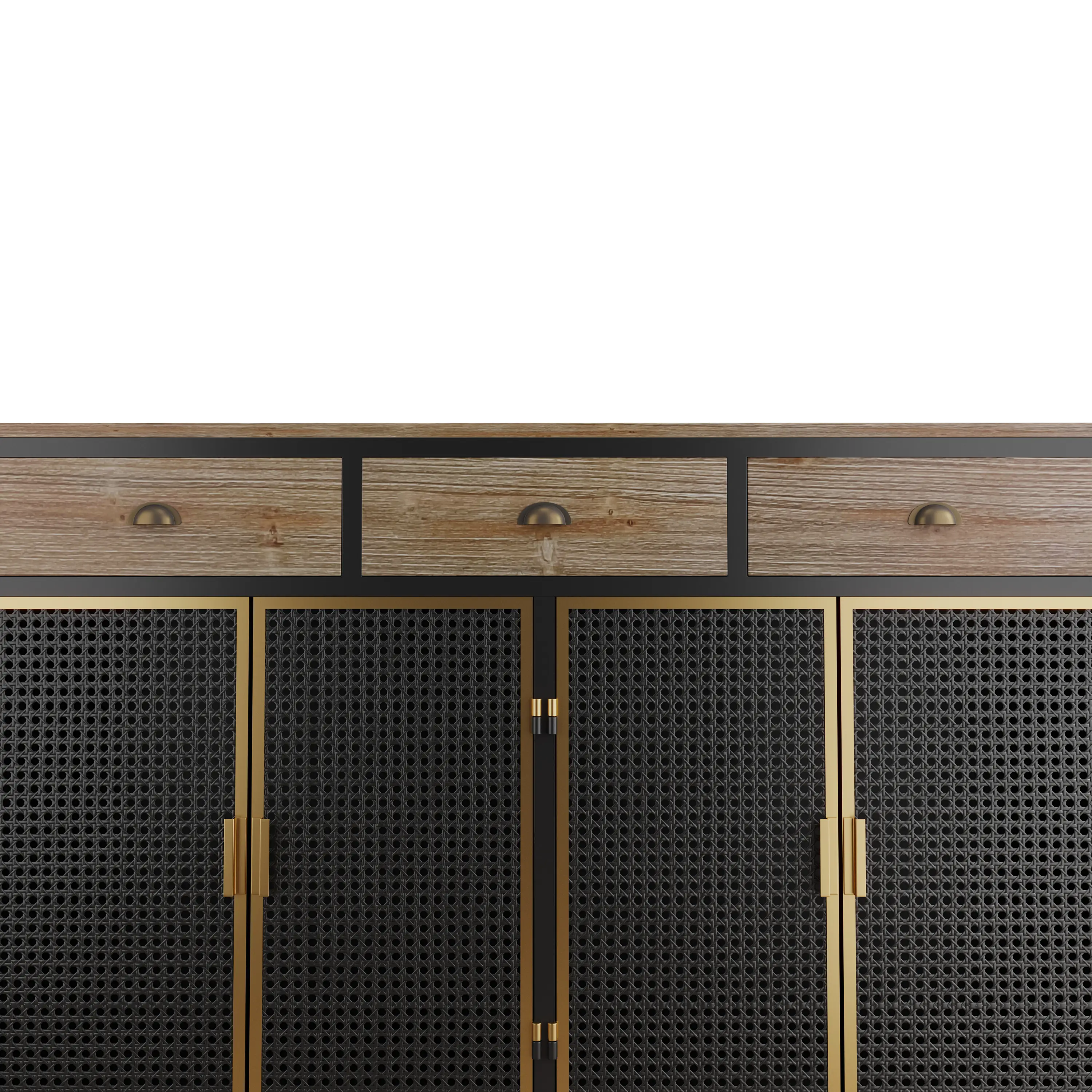 47.64" Wide  2 Doors Modern Sideboard with 3 Top Drawers, Freestanding Sideboard Storage Cabinet Entryway Floor Cabinet for Livi