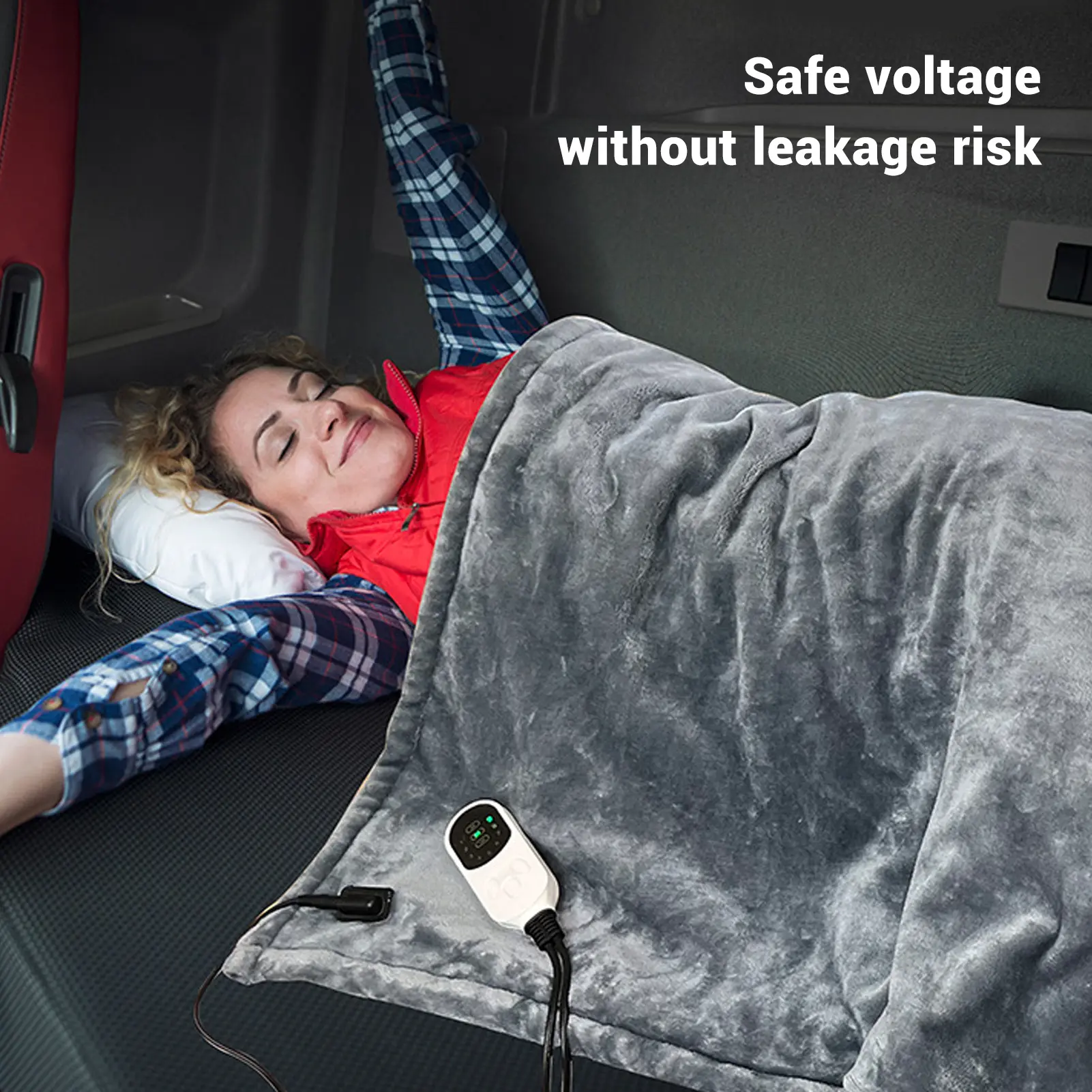 72W Heated Car Blanket Flannel Electric Car Blanket 12V Camping Electric Blanket for Travel Camping Flannel Car Electric Blanket