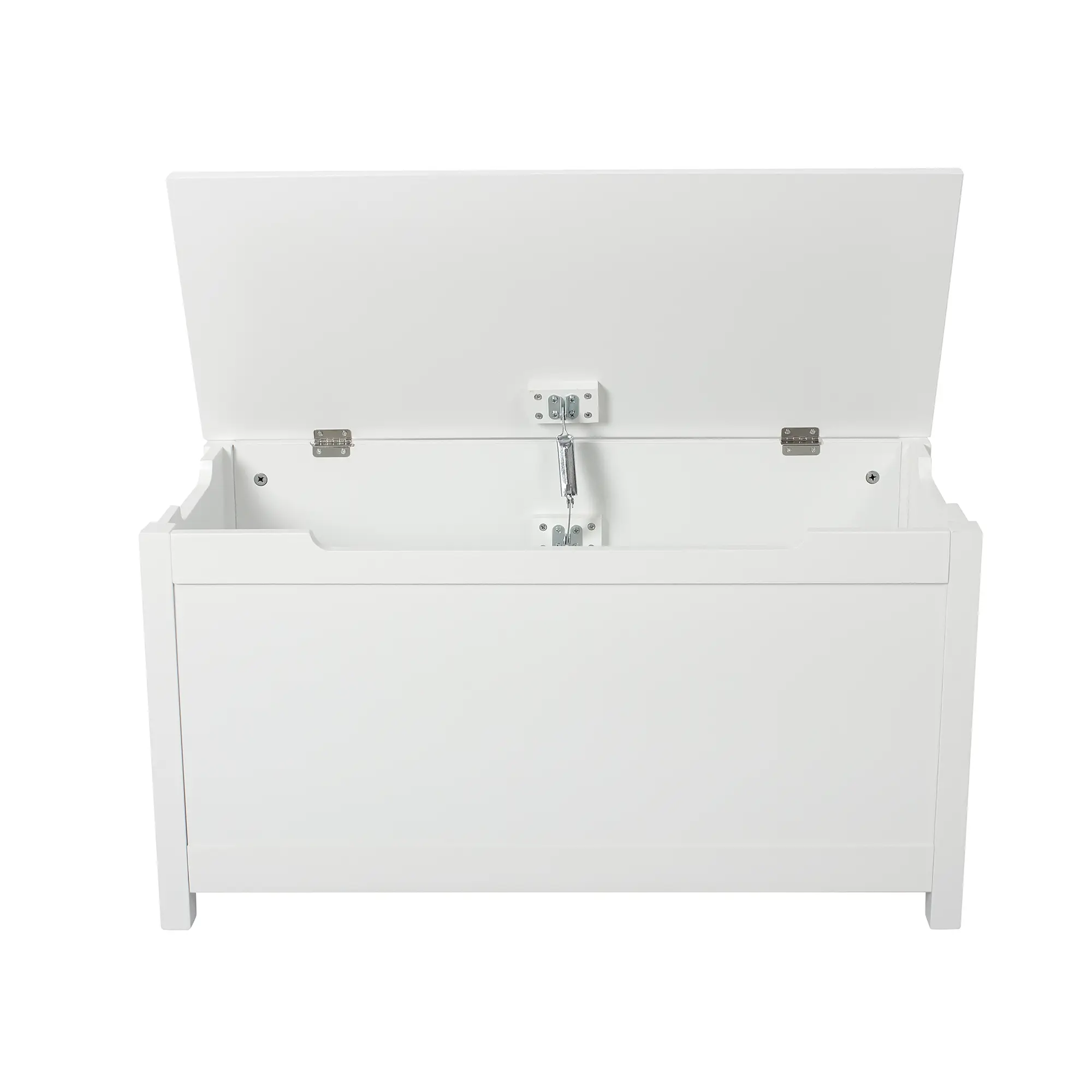 Wooden Toy Box/Bench with Safety Hinged Lid for Ages 3+，White Wooden Toy Box