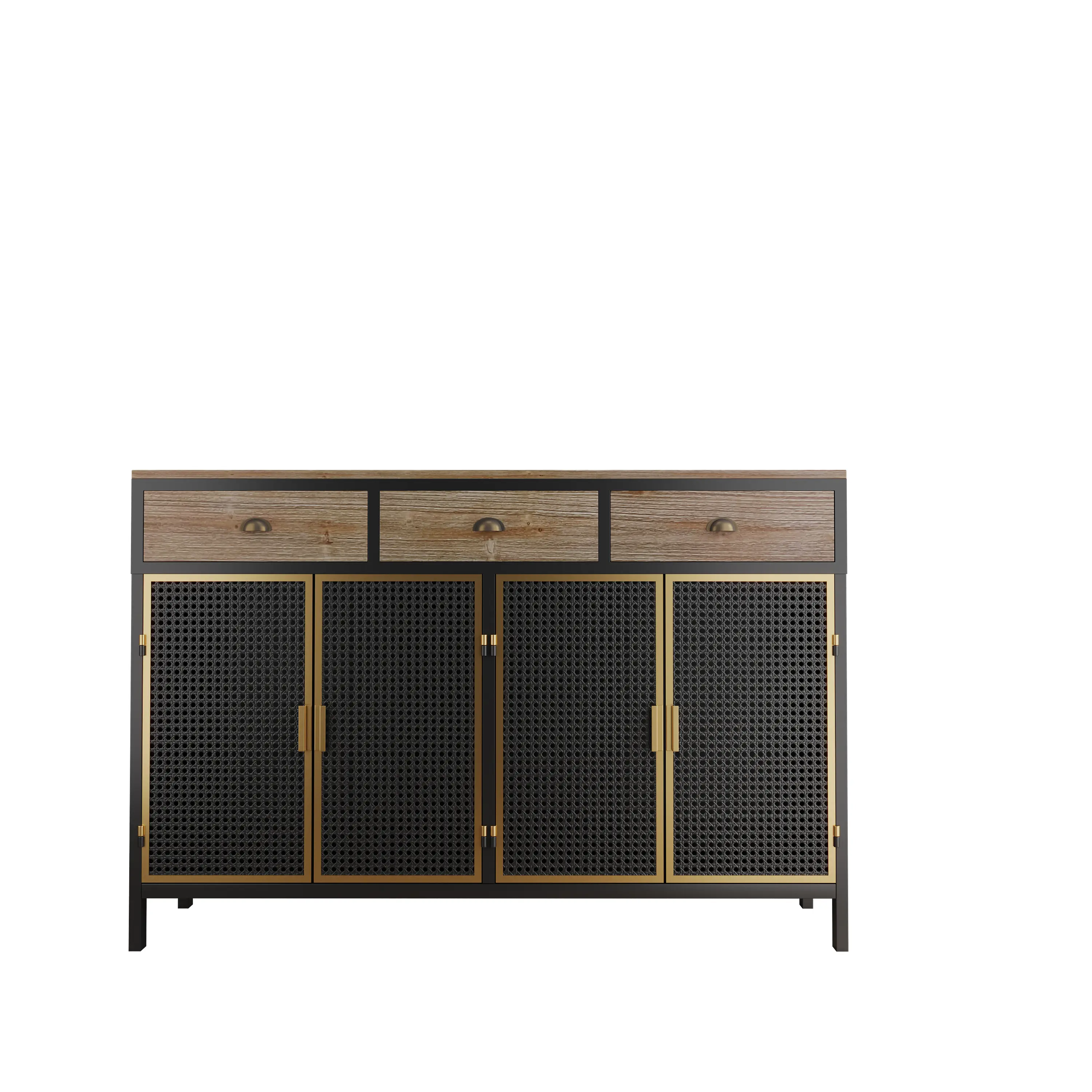 47.64" Wide  2 Doors Modern Sideboard with 3 Top Drawers, Freestanding Sideboard Storage Cabinet Entryway Floor Cabinet for Livi