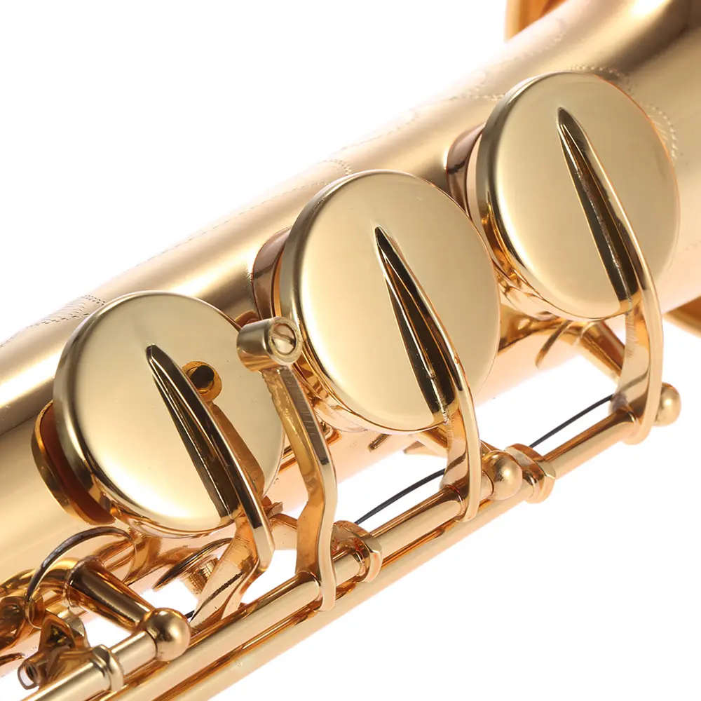 ammoon Brass Straight Soprano Bb B Flat Sax Saxophone Woodwind Instrument Natural Shell Key Carve Pattern with Carrying Case