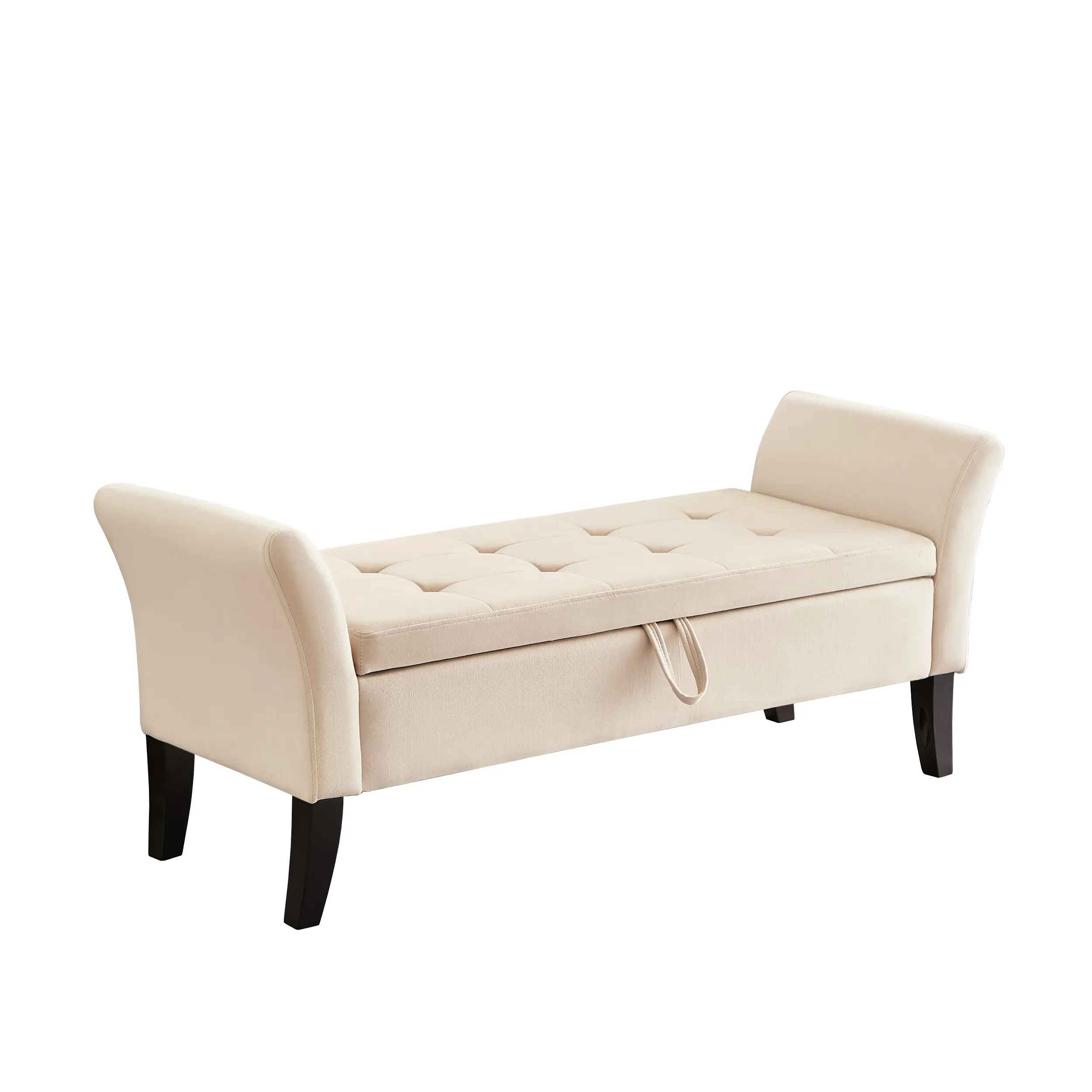 51.5" Bed Bench with Storage Beige Velvet 51.5" Bed Bench with Storage Beige Velvet