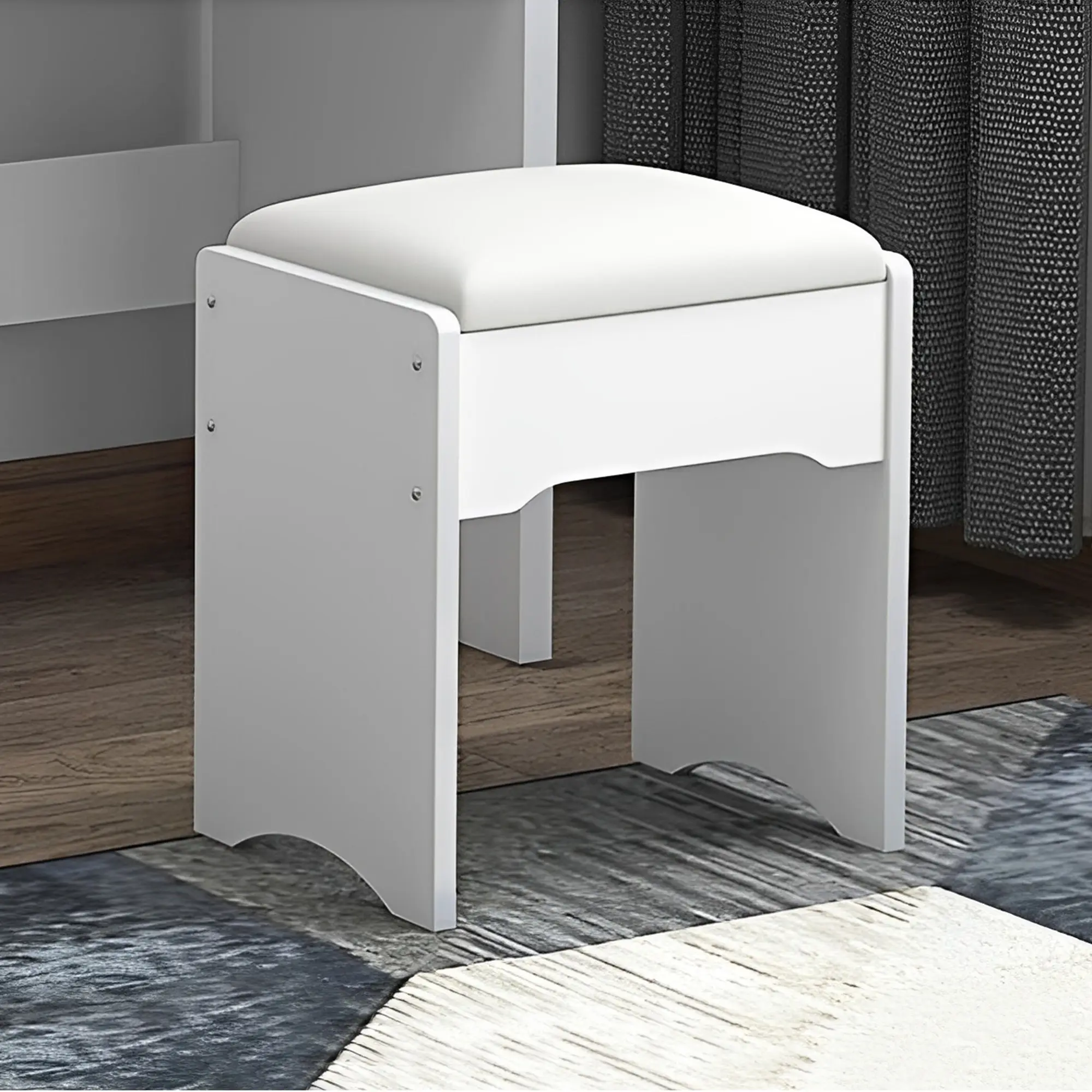 Fashion Vanity Desk with Mirror and Lights for Makeup and Chair, Vanity Mirror with Lights and Table Set with 3 Color Lighting B