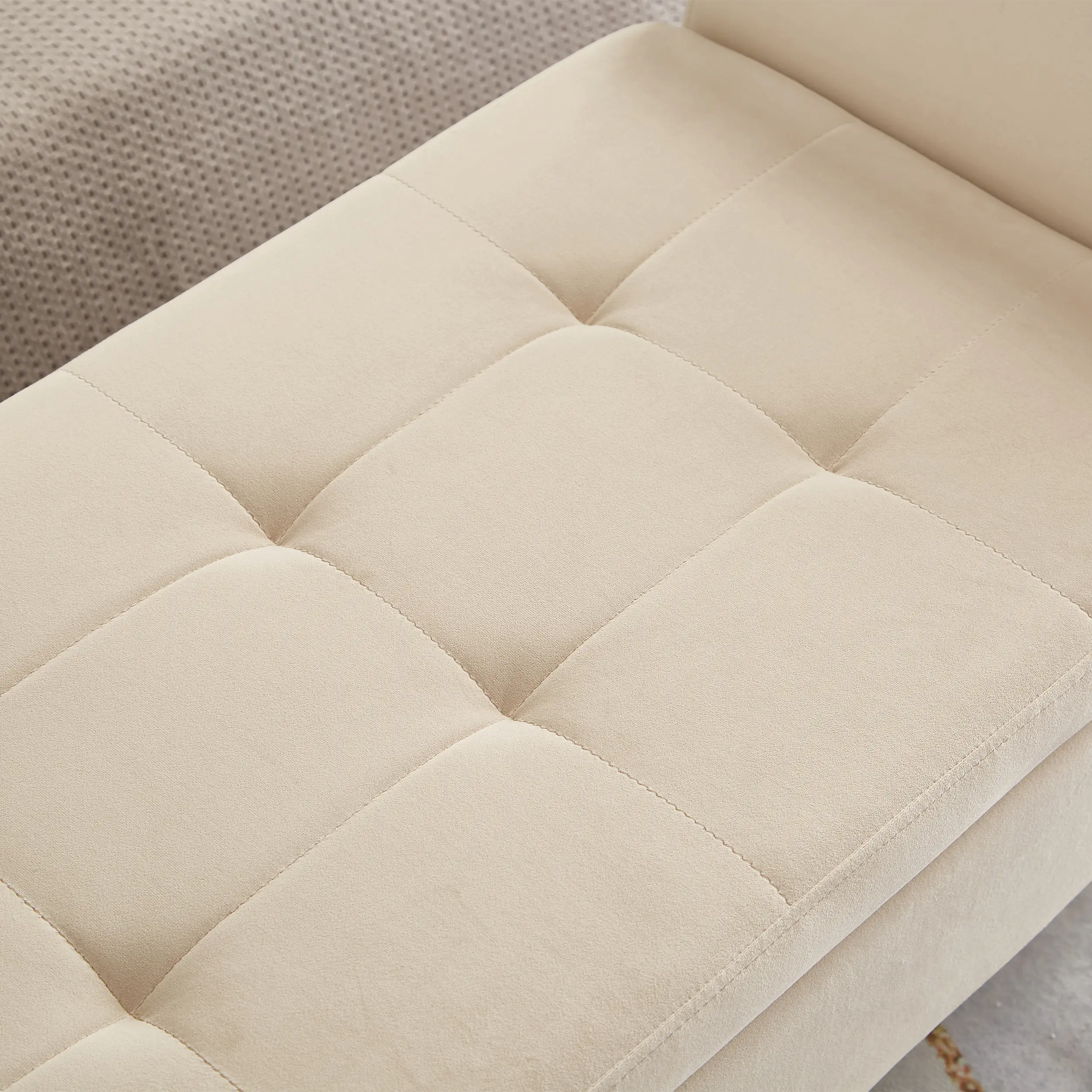 51.5" Bed Bench with Storage Beige Velvet 51.5" Bed Bench with Storage Beige Velvet