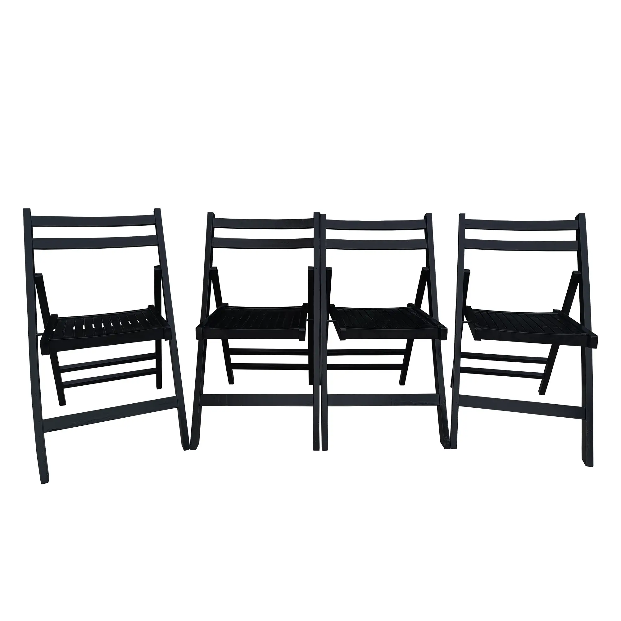 4pcs Furniture Slatted Wood Folding Special Event Chair - black, Set of 4, FOLDING CHAIR, FOLDABLE STYLE