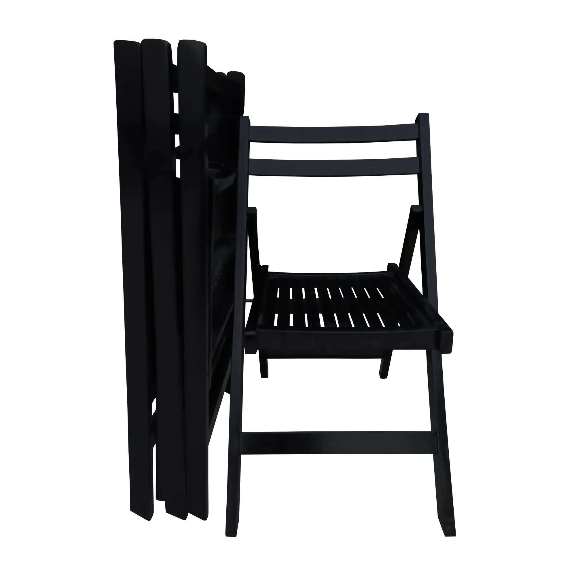 4pcs Furniture Slatted Wood Folding Special Event Chair - black, Set of 4, FOLDING CHAIR, FOLDABLE STYLE
