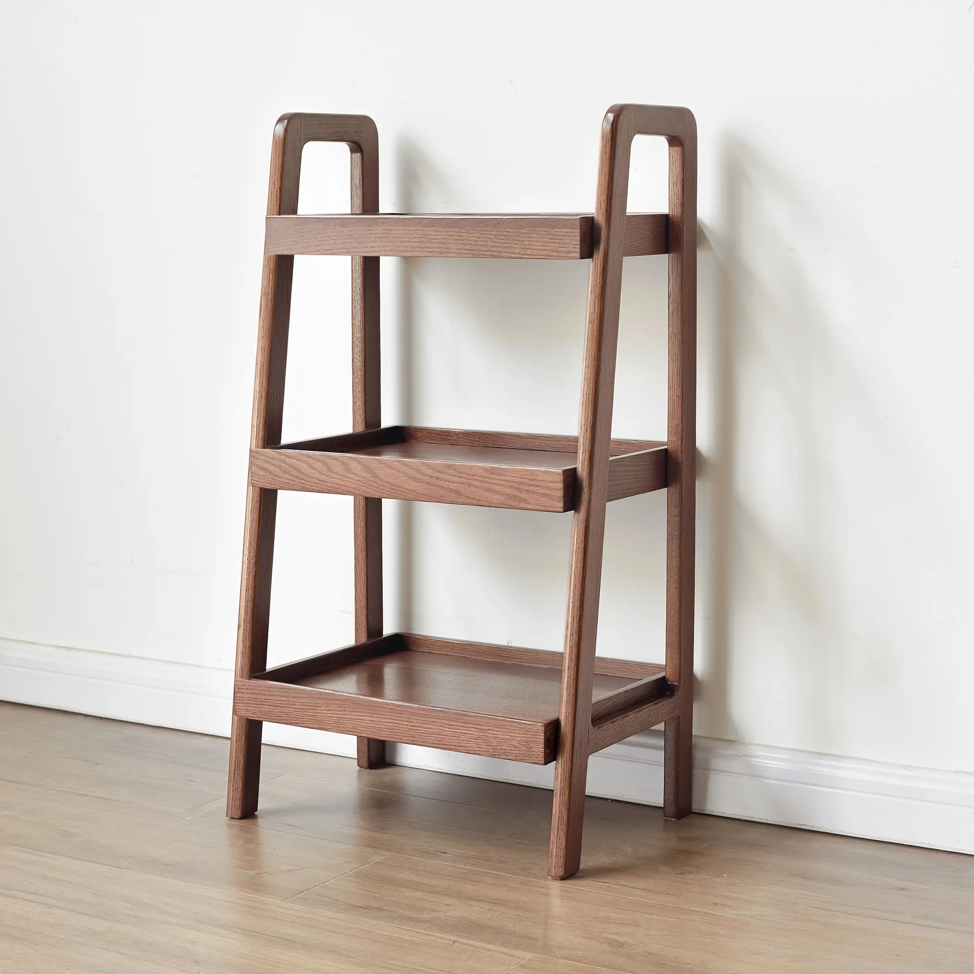 Walnut Color Oak Storage Bench, 3-Tier Beech Wood Shoe Rack for Entryway, Premium Storage Organizer for Bathroom, Living Room, B