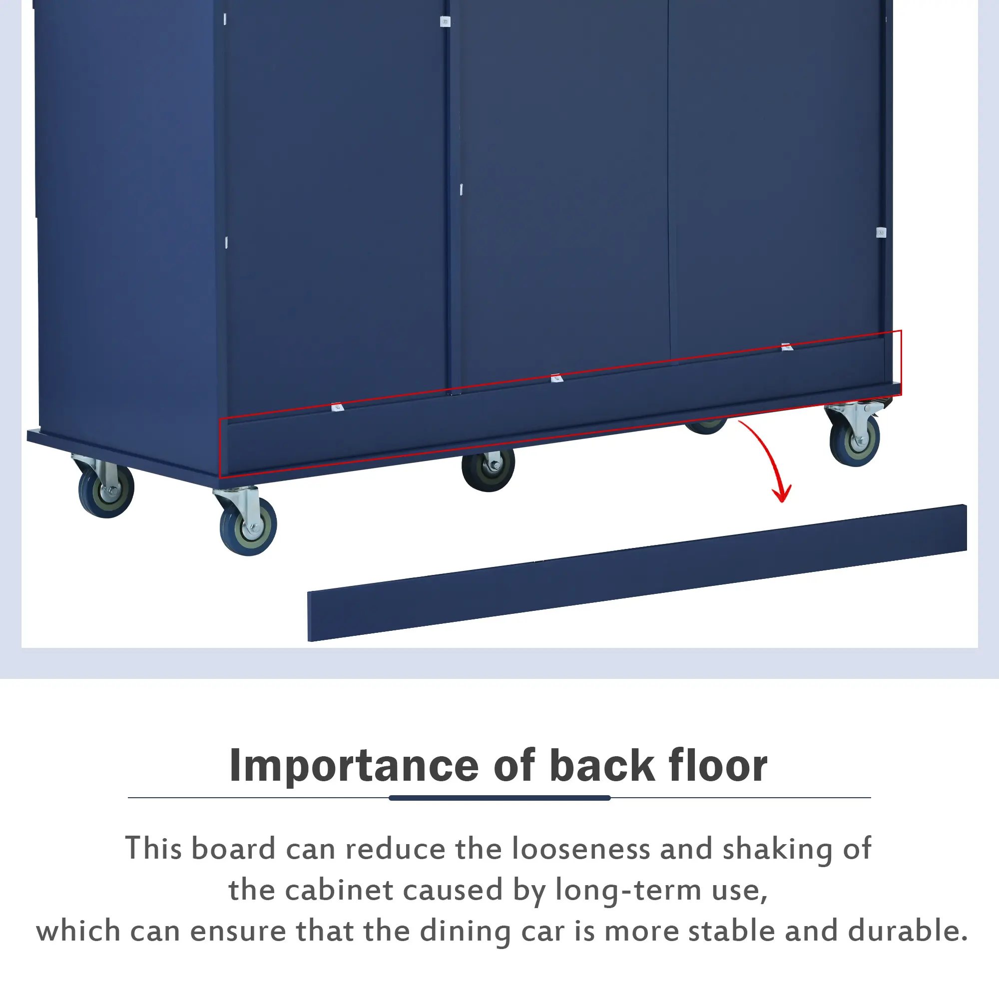 Rolling Mobile Kitchen Island with Drop Leaf - Solid Wood Top, Locking Wheels & Storage Cabinet 52.7 Inch Width（Dark blue）