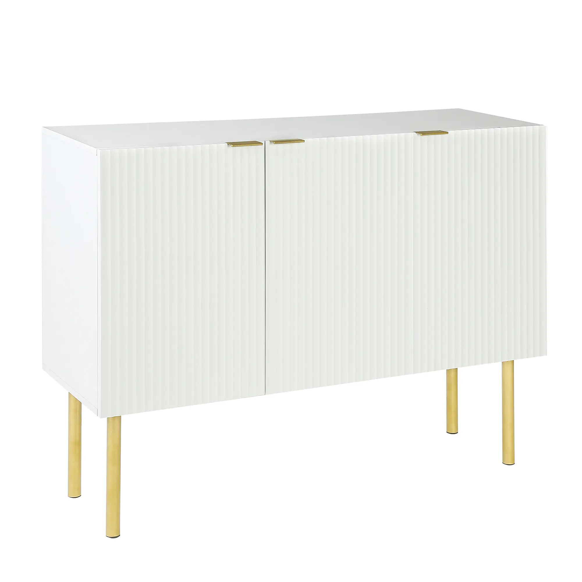 Modern Simple & Luxury Style Sideboard Particle Board & MDF Board Cabinet with Gold Metal Legs & Handles, Adjustable Shelves for