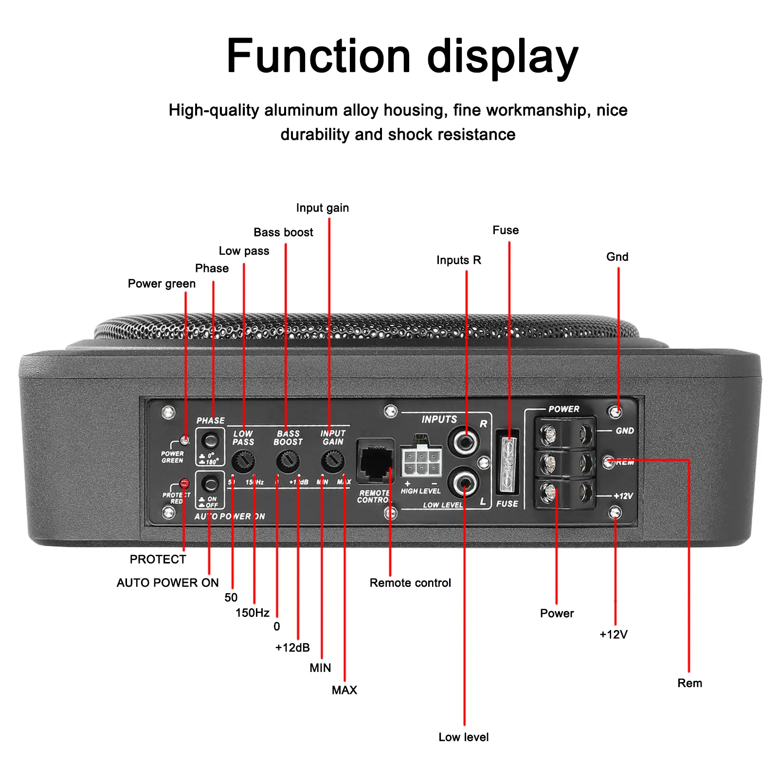 10 Inch 600W Car Subwoofer High Power Pure Bass Under-Seat Power Amplifiers Speaker 12 V for Car Truck RV