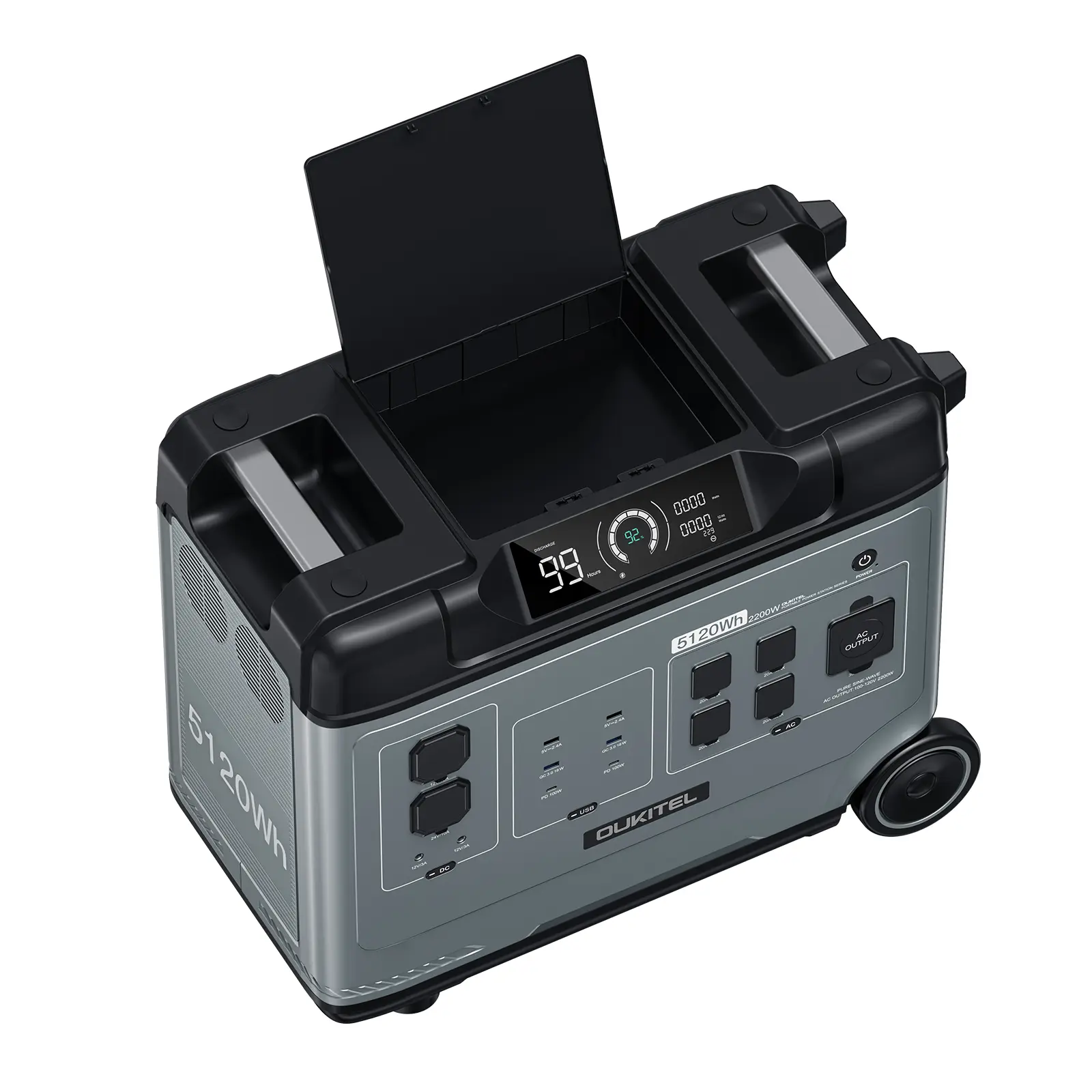 OUKITEL P5000E Portable Power Station 5120Wh 2200W Backup LiFePO4 Battery Pure Sine Wave AC Outlet Solar Generator Power Supply