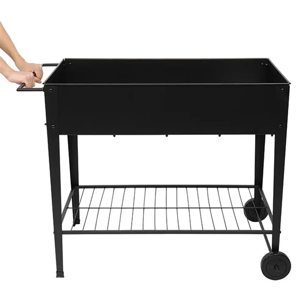 Aveyas Mobile Metal Raised Garden Bed Cart with Legs, Elevated Tall Planter Box with Wheels for Outdoor Indoors House Patio Back