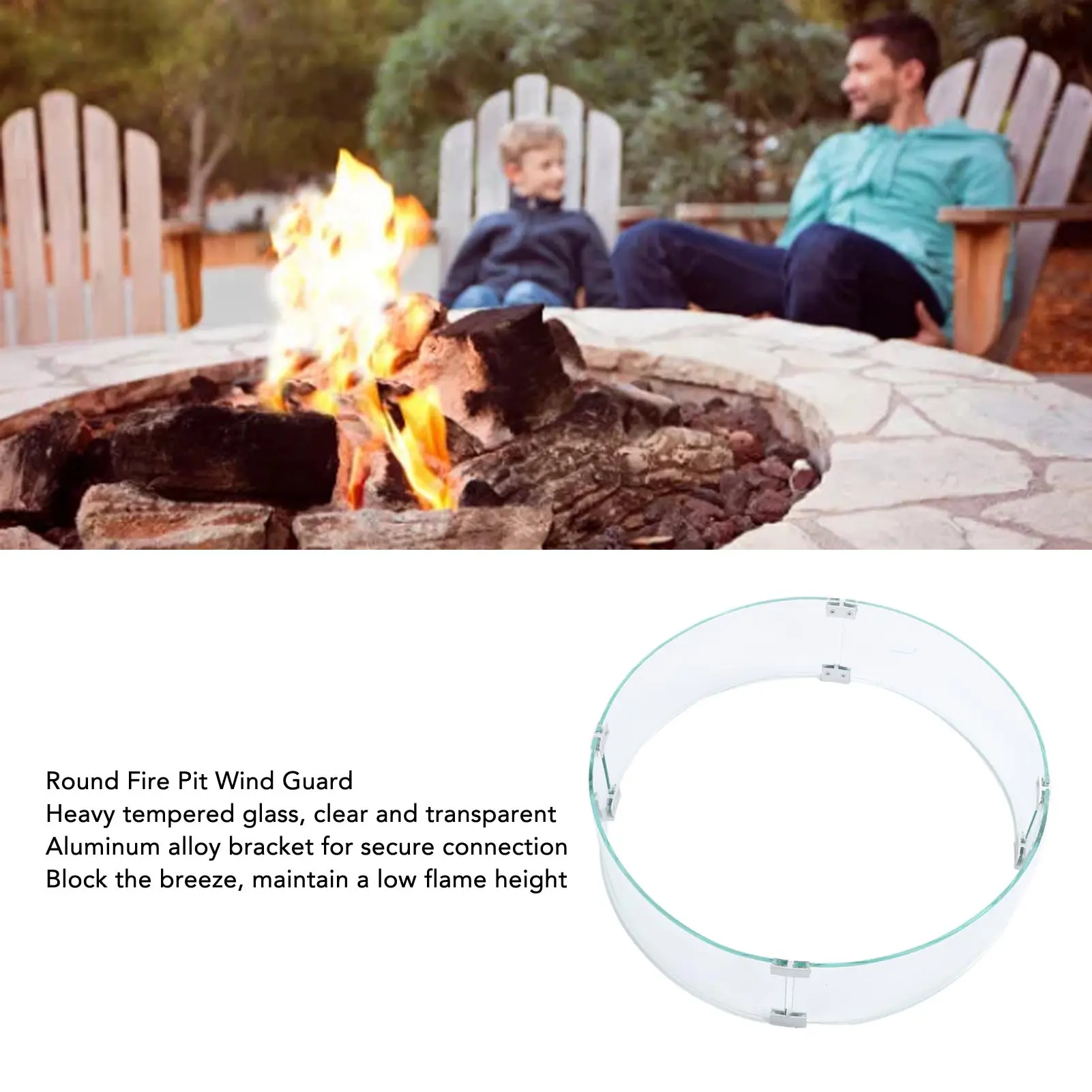 Round Fire Pit Wind Guard Tempered Glass Windscreen Clear Flame  650mm Diameter 6mm Thickness Tempered Glass Flame