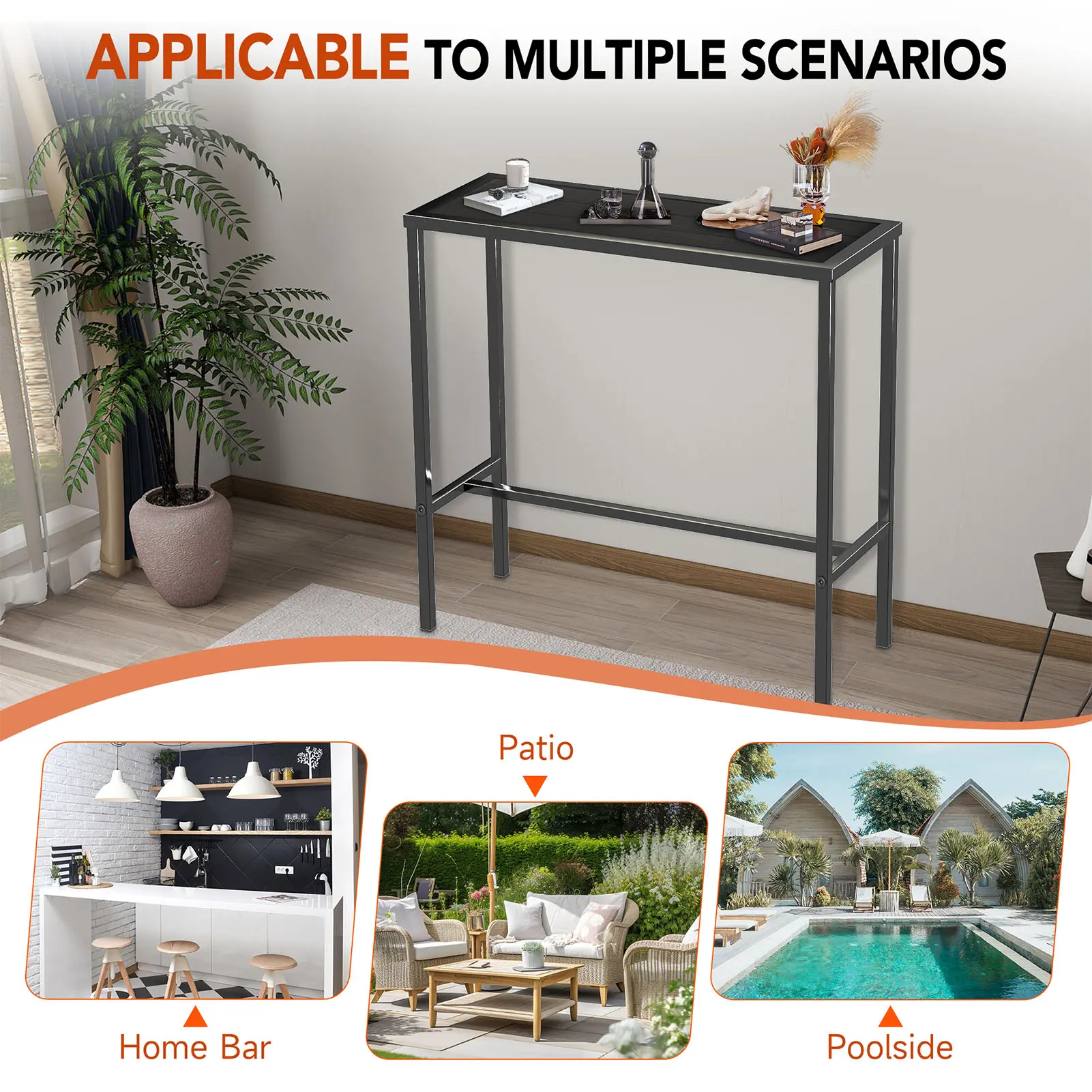 Rectangle Dining Table,  Outdoor Picnic Table, Rectangular Dinner Table for Dining Room Kitchen