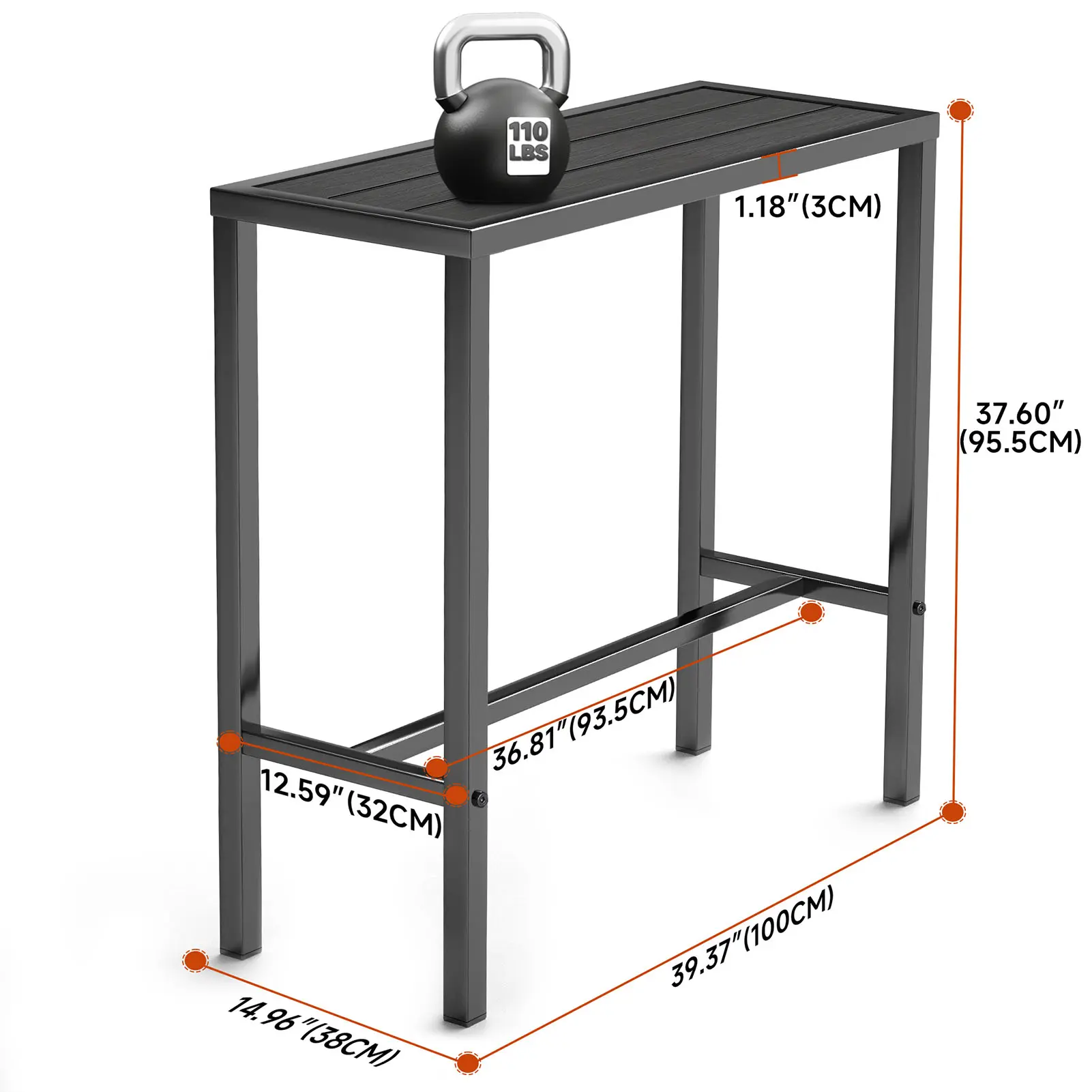 Rectangle Dining Table,  Outdoor Picnic Table, Rectangular Dinner Table for Dining Room Kitchen