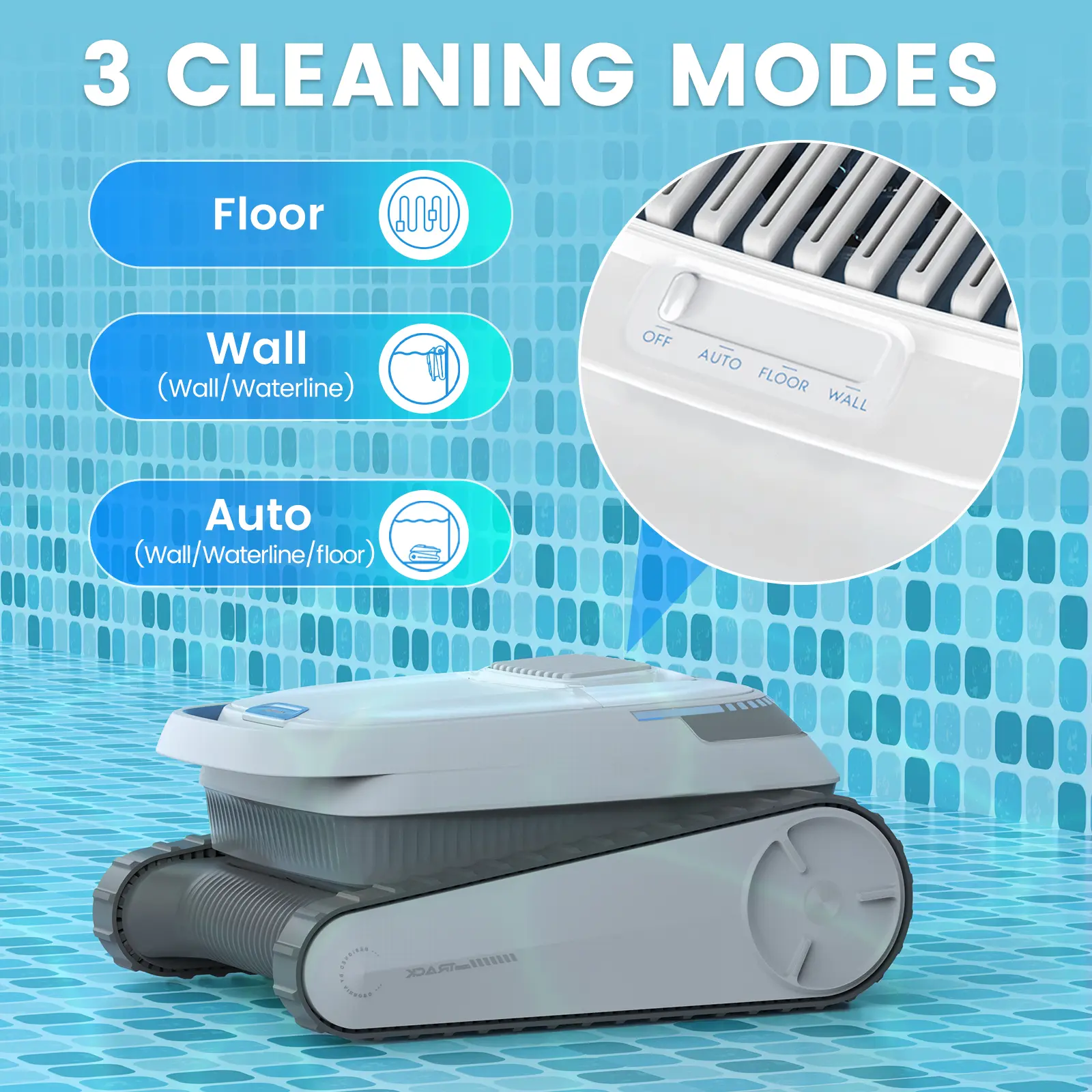 Pool Vacuum Cleaner Battery Wireless, Pool Robot Floor and Wall, Waterline, Intelligent Navigation, 120 Minutes Running Time, Wa