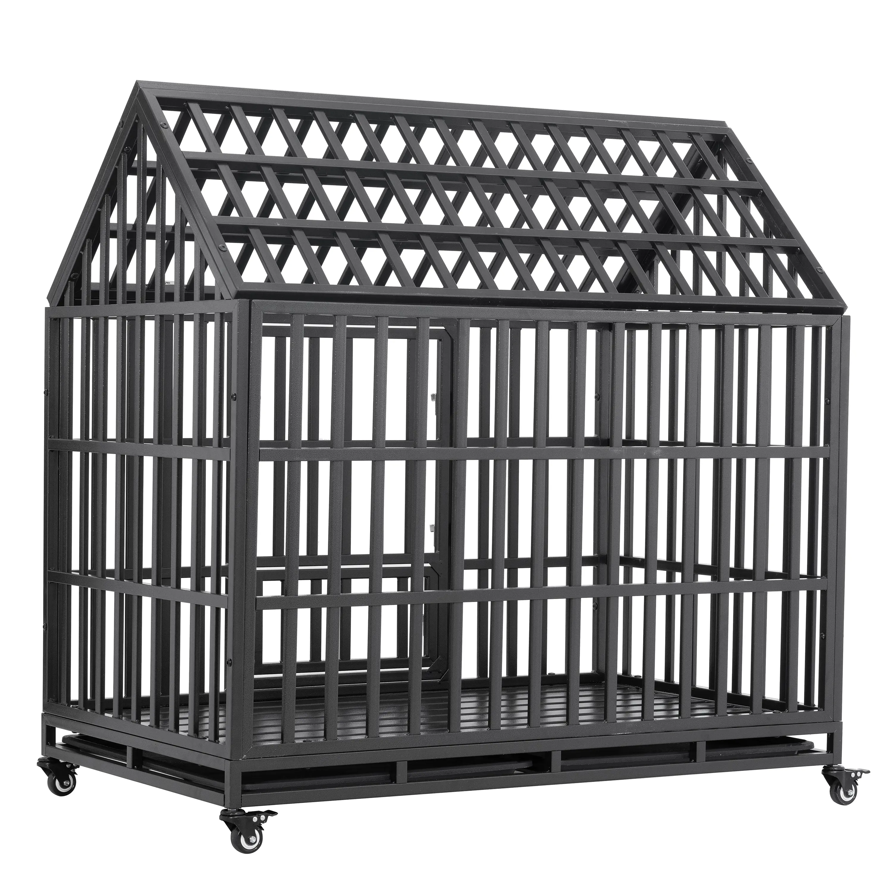 Heavy Duty Dog Cage  pet Crate with Roof & window on roof ​Heavy Duty 44'' Roof Dog Crate Cage Kennel