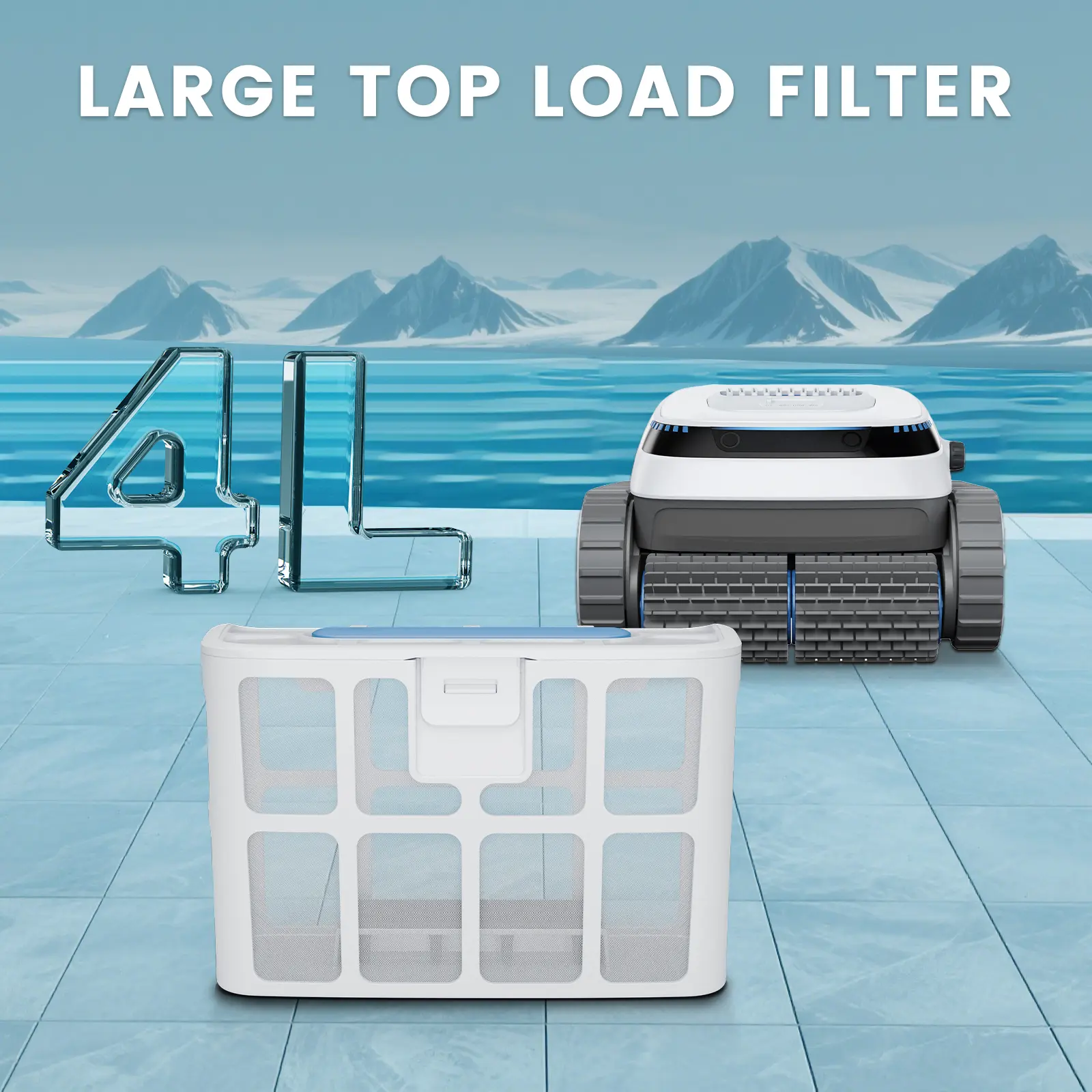 Pool Vacuum Cleaner Battery Wireless, Pool Robot Floor and Wall, Waterline, Intelligent Navigation, 120 Minutes Running Time, Wa