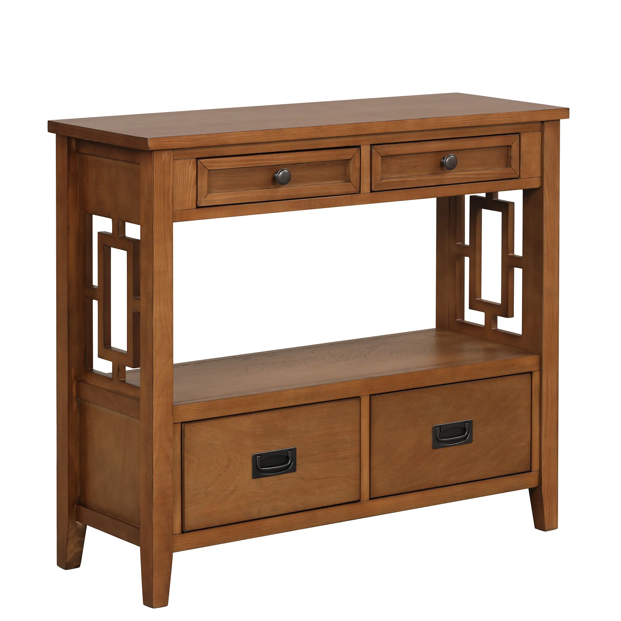 36'' Farmhouse Pine Wood Console Table Entry Sofa Table with 4 Drawers & 1 Storage Shelf for Entryway Living Room Bedroom Hallwa