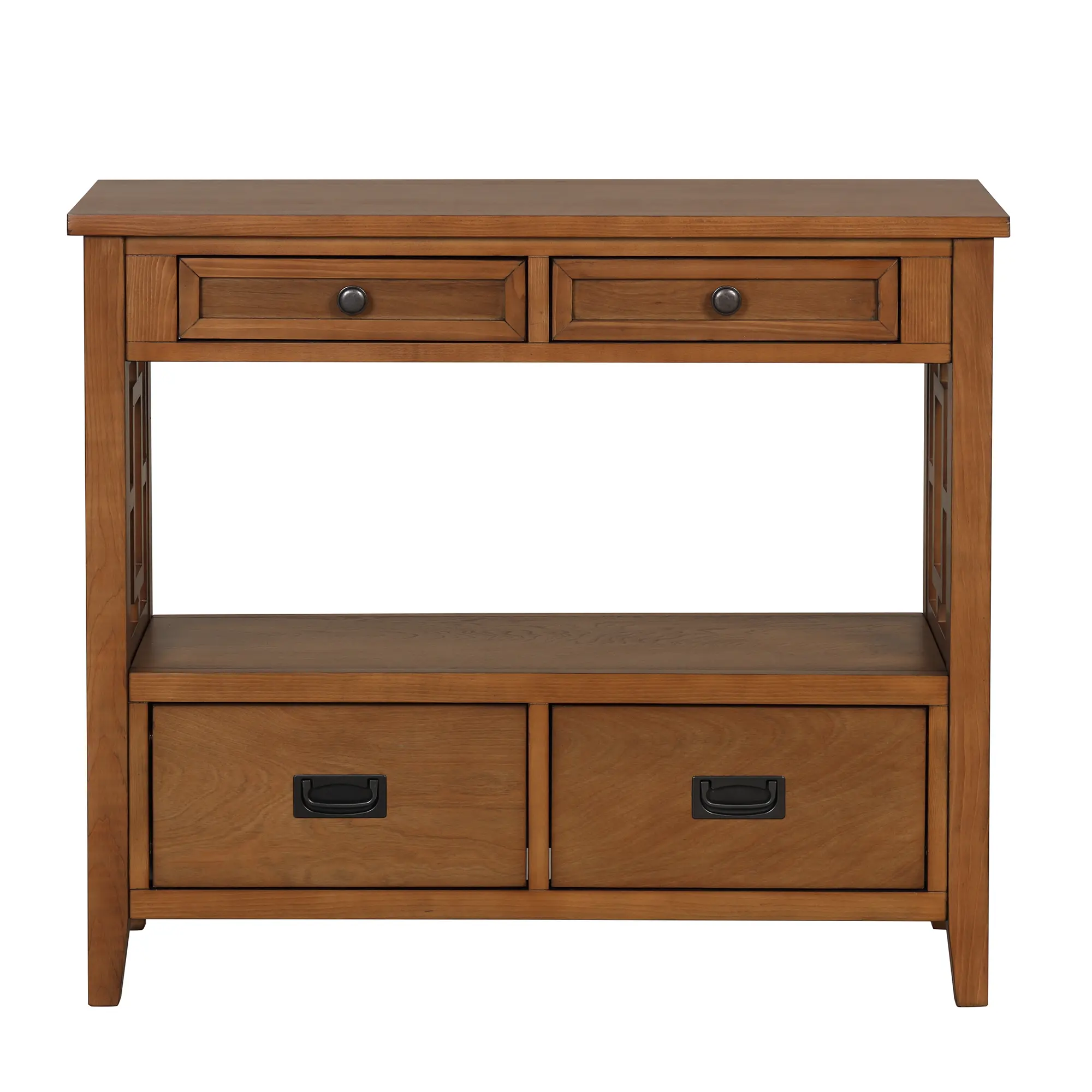 36'' Farmhouse Pine Wood Console Table Entry Sofa Table with 4 Drawers & 1 Storage Shelf for Entryway Living Room Bedroom Hallwa