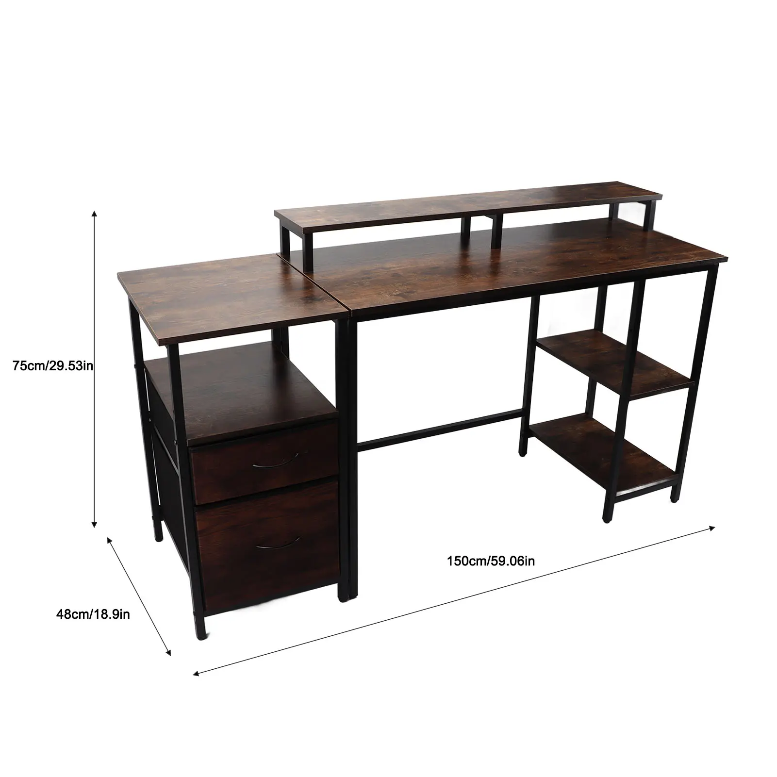 Computer Table Home Office Computer Desk Industrial Vintage Computer Desk with Raised Shelf for Home Office Computer Desk