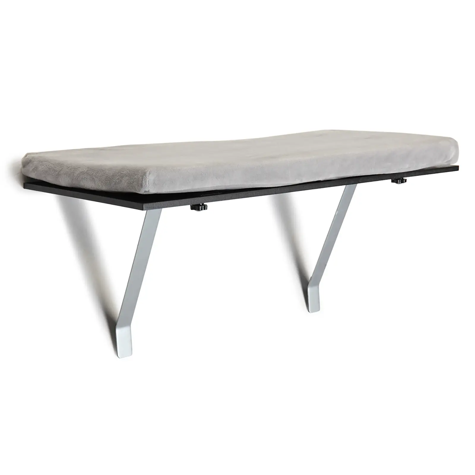Cat Perch Window Mounted Shelf Bed with Velvet Cushion for Rest, Black Gray