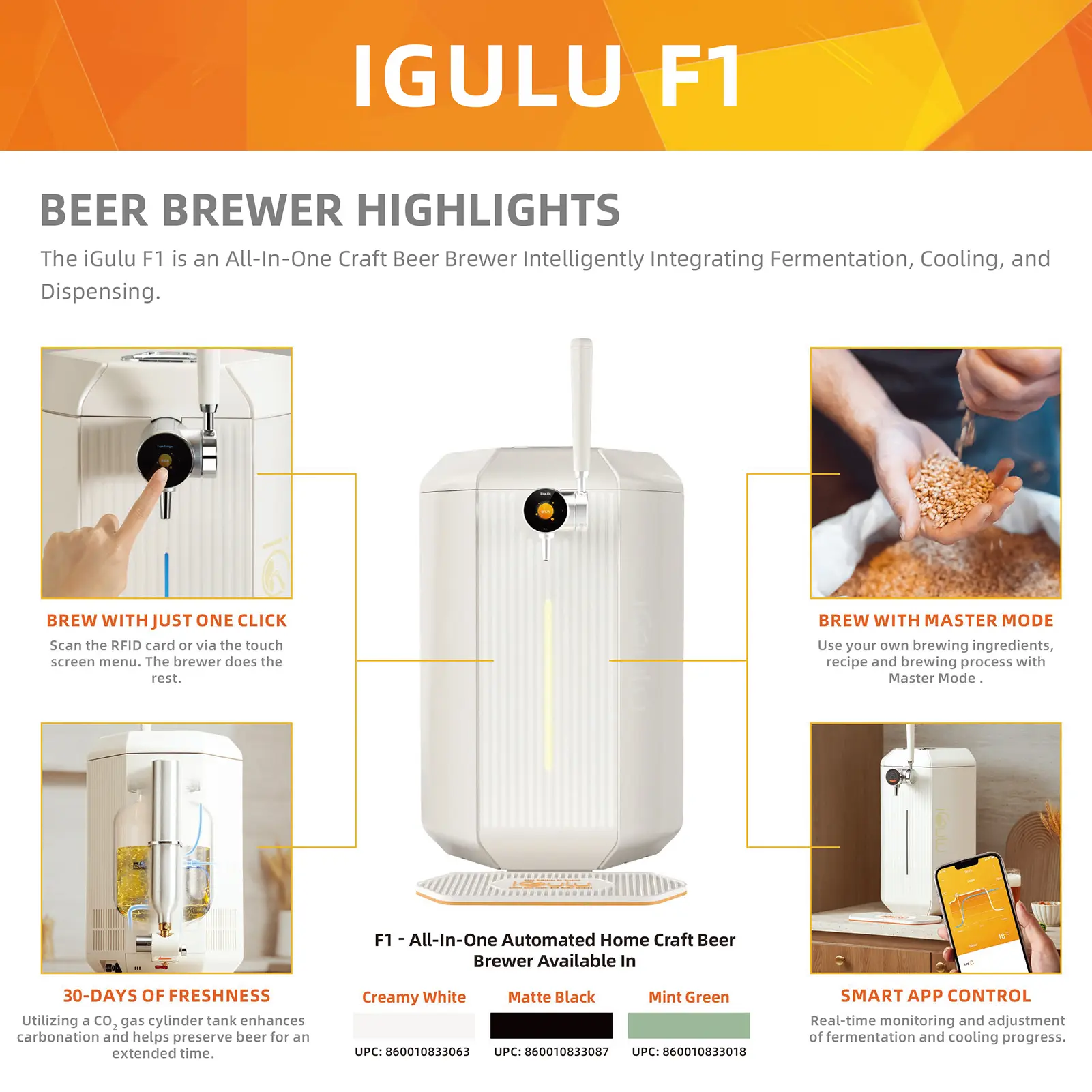 Smart Beer Brewing System, Fully Automatic Home Brewing Kit, One-Touch Beer Making, 2-30℃ Temp, Brewing Ingredient Kit (Bavarian