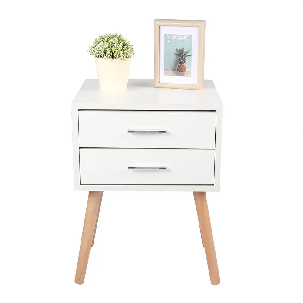 End Tables Storage Unit Bedside Table Stable Bedside Table with Two Drawers Floor Cabinet Bedroom Nightstand Storage Organizer