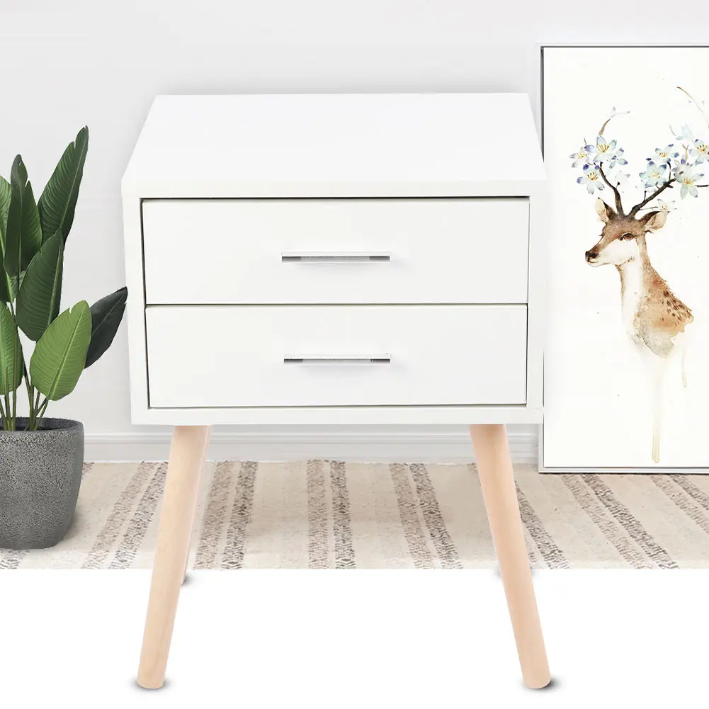End Tables Storage Unit Bedside Table Stable Bedside Table with Two Drawers Floor Cabinet Bedroom Nightstand Storage Organizer