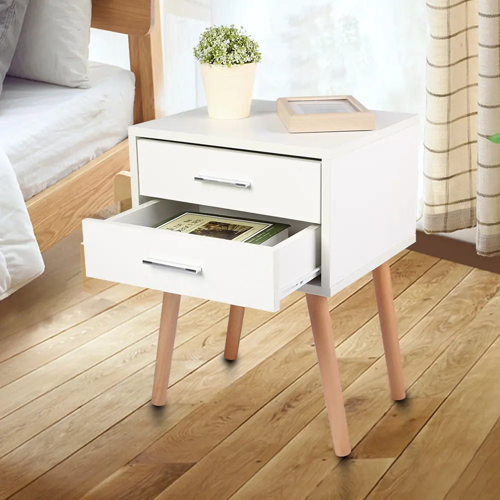 End Tables Storage Unit Bedside Table Stable Bedside Table with Two Drawers Floor Cabinet Bedroom Nightstand Storage Organizer