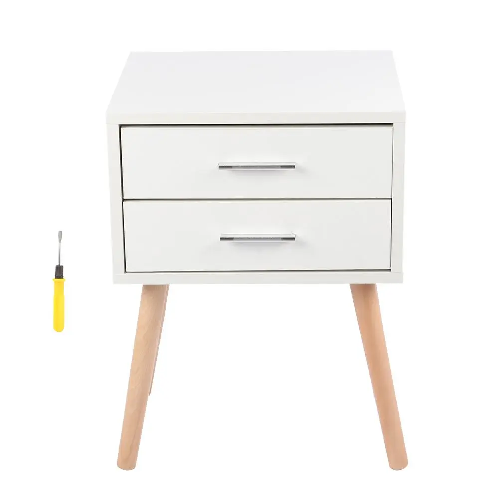 End Tables Storage Unit Bedside Table Stable Bedside Table with Two Drawers Floor Cabinet Bedroom Nightstand Storage Organizer