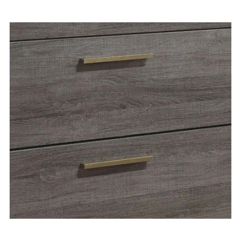 Contemporary 1pc Nightstand Two Tone Antique Gray Bedroom Furniture Nightstand Center Metal Glides Brass Bar Pulls