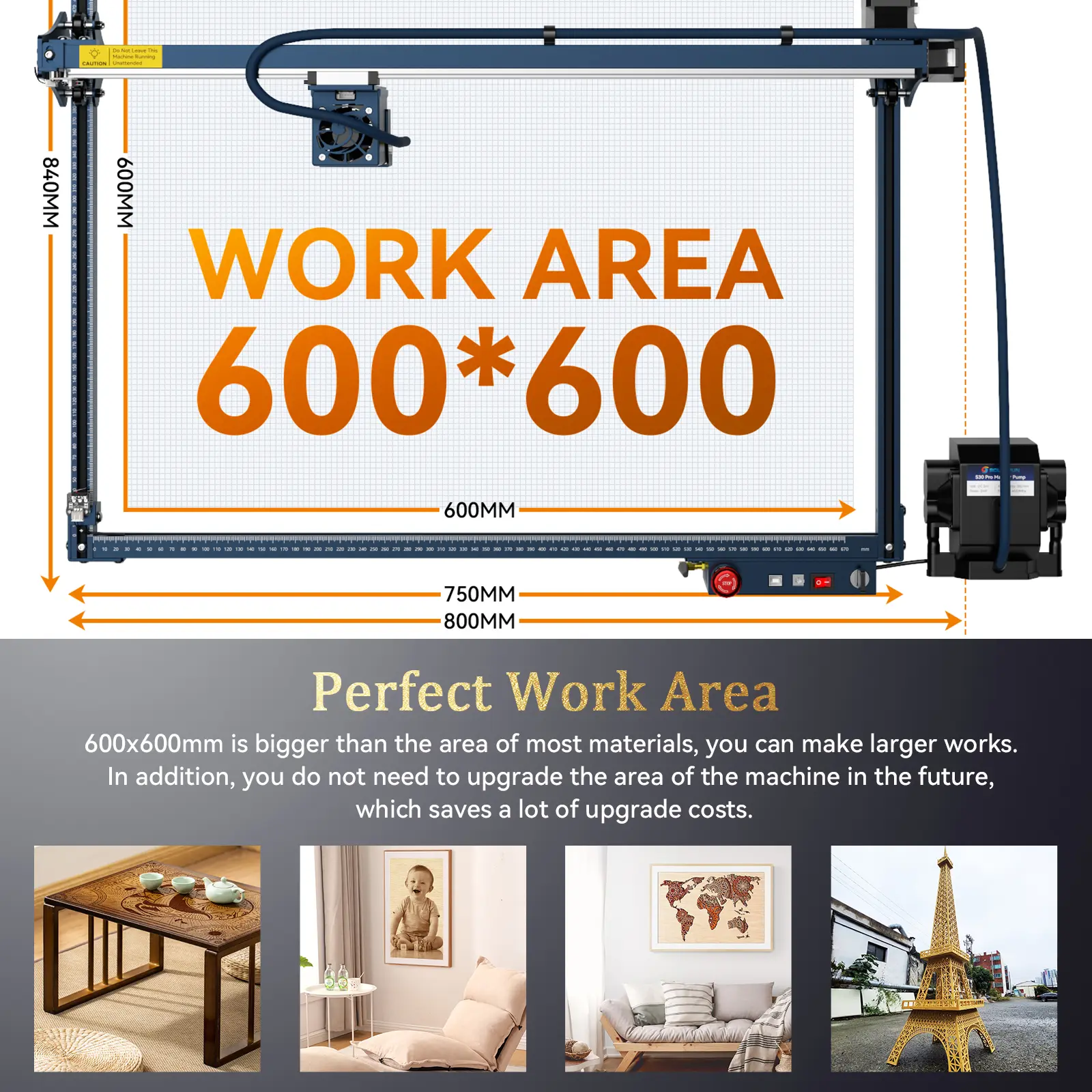 SCULPFUN 600x600mm Engraving Area S30 Ultra-33W Laser Engraving Machine Automatic Air Assist Replaceable Lens Eye Protection Inc