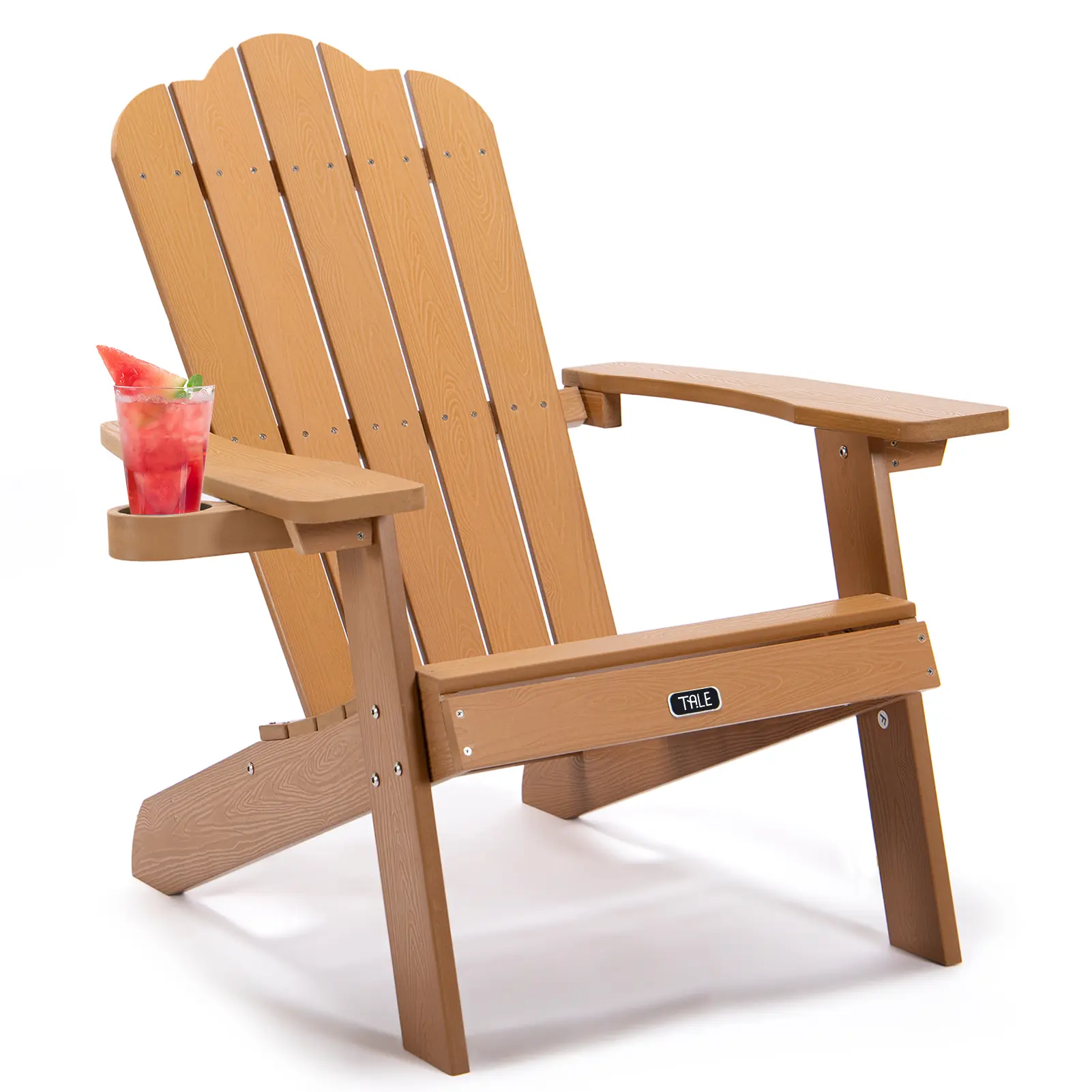TALE Adirondack Chair Backyard Outdoor Furniture Painted Seating with Cup Holder All-Weather and Fade-Resistant Plastic Wood for