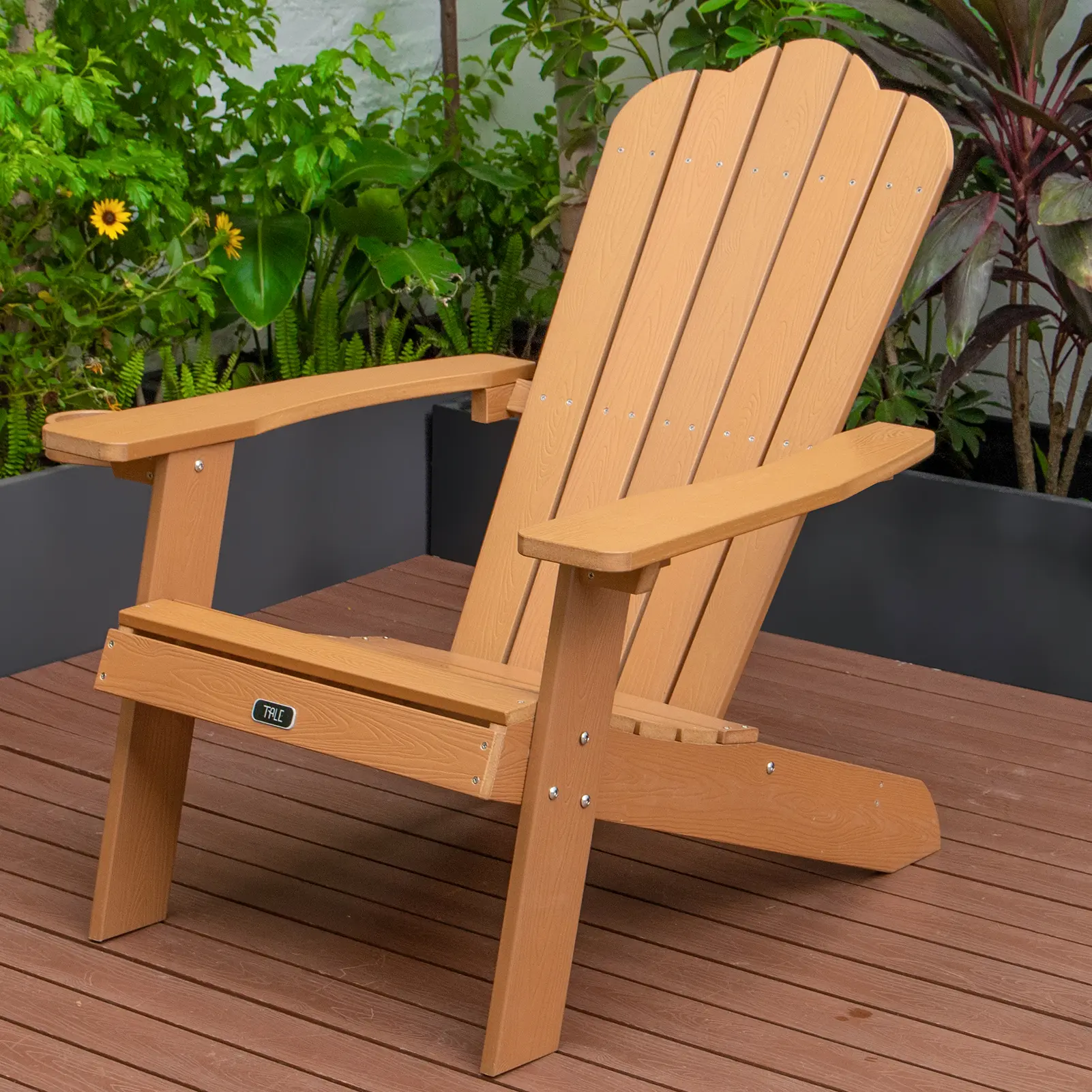TALE Adirondack Chair Backyard Outdoor Furniture Painted Seating with Cup Holder All-Weather and Fade-Resistant Plastic Wood for