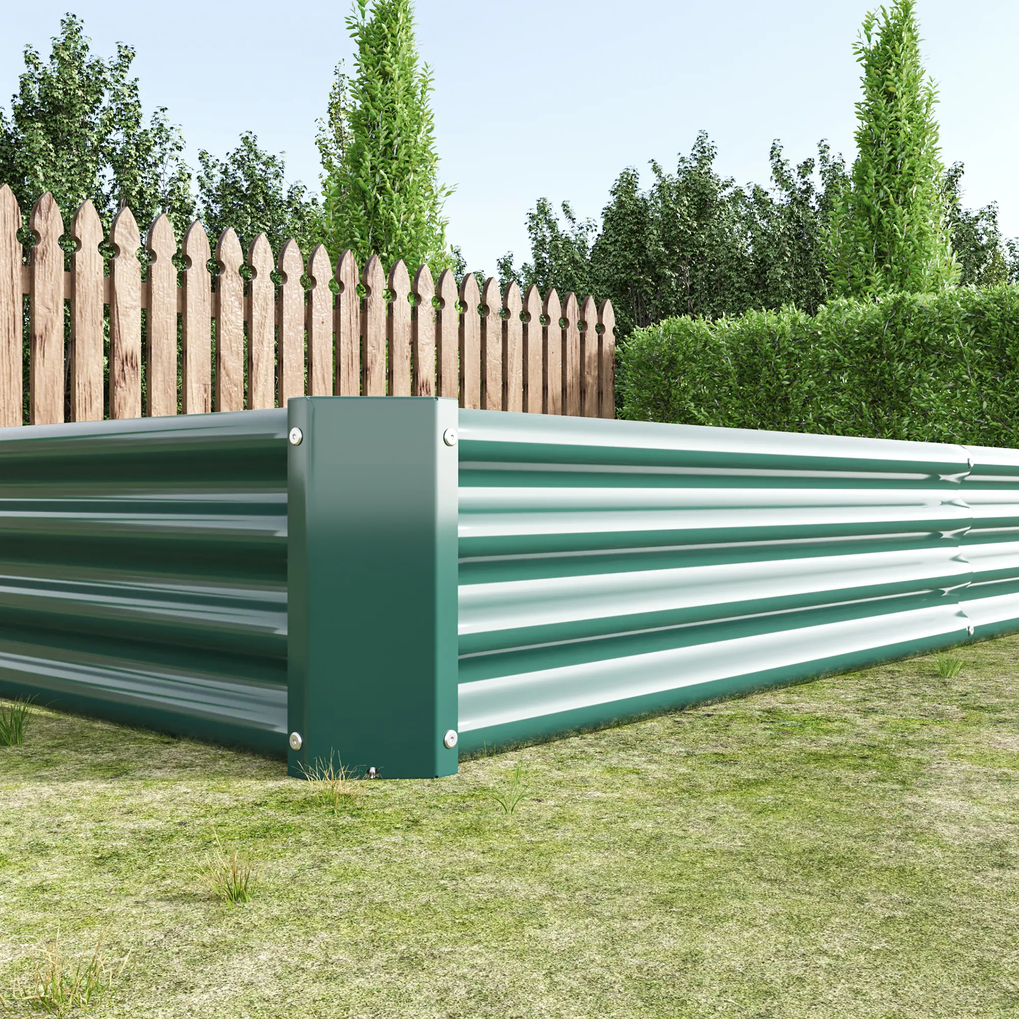 Raised Garden Bed Kit - Metal Raised Bed Garden 7.6x3.7x0.98ft for Flower Planters, Vegetables  Green