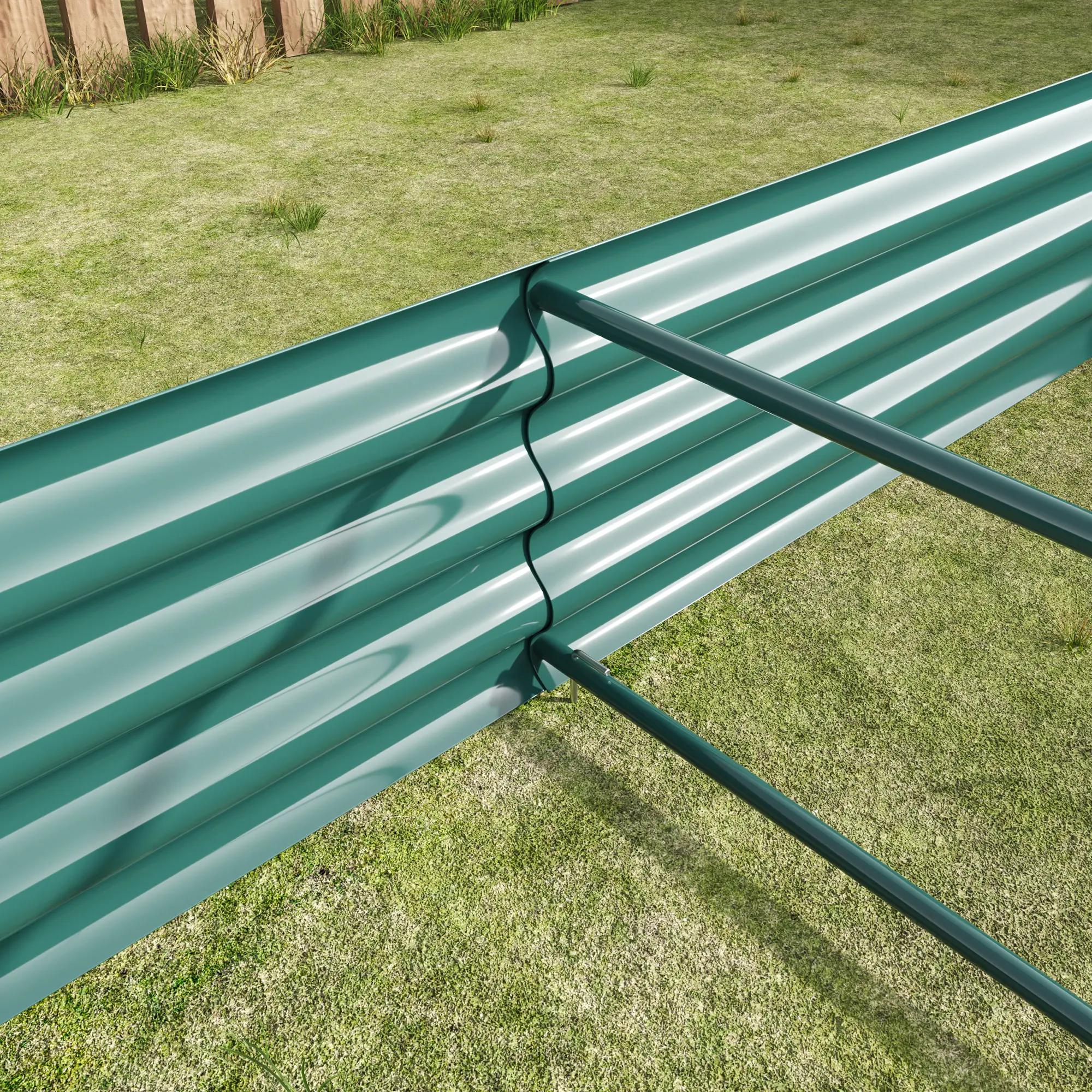 Raised Garden Bed Kit - Metal Raised Bed Garden 7.6x3.7x0.98ft for Flower Planters, Vegetables  Green