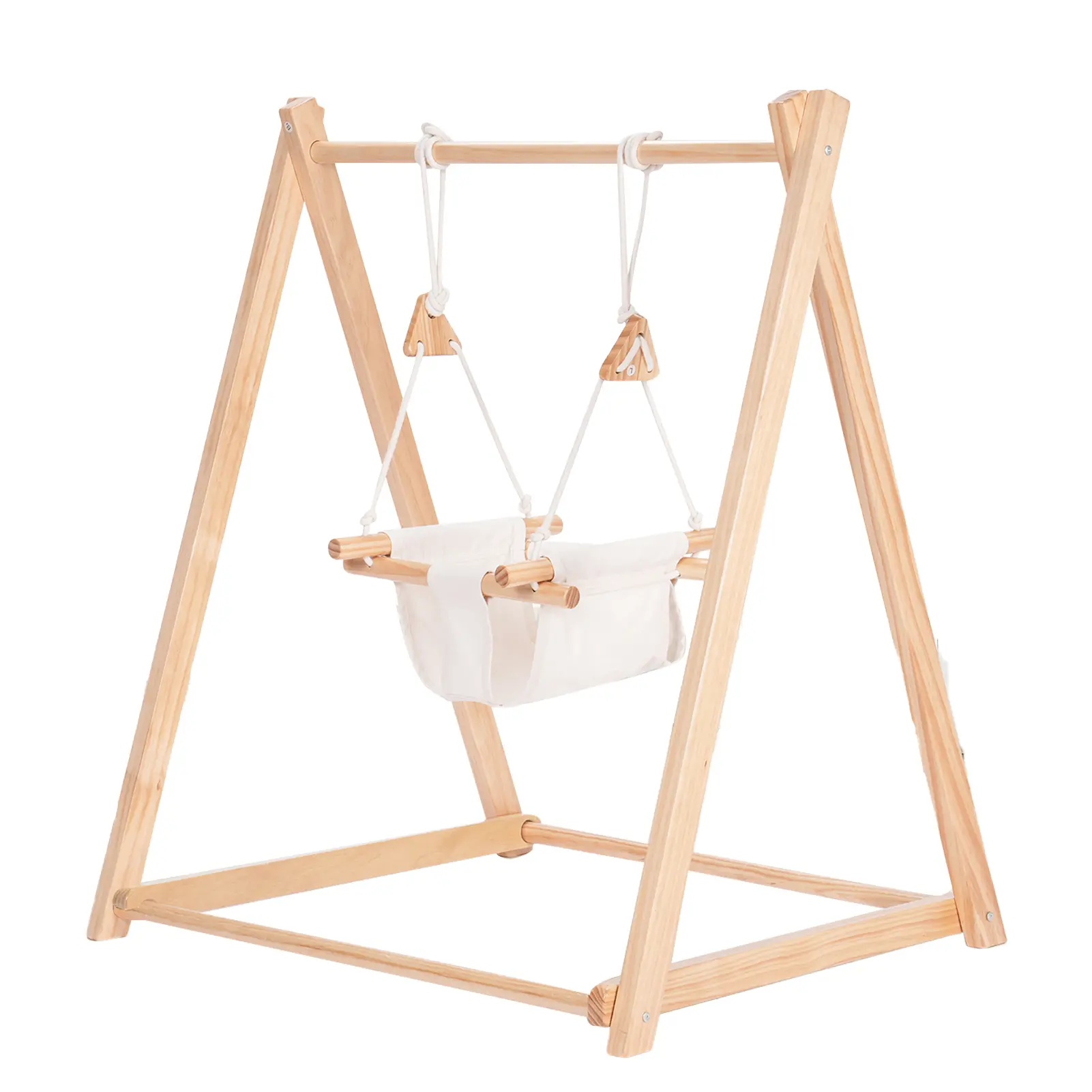 Folding Wooden Frame Swing (Wooden stand Canvas seat Foldable) Wooden Frame Swing with Canvas Seat