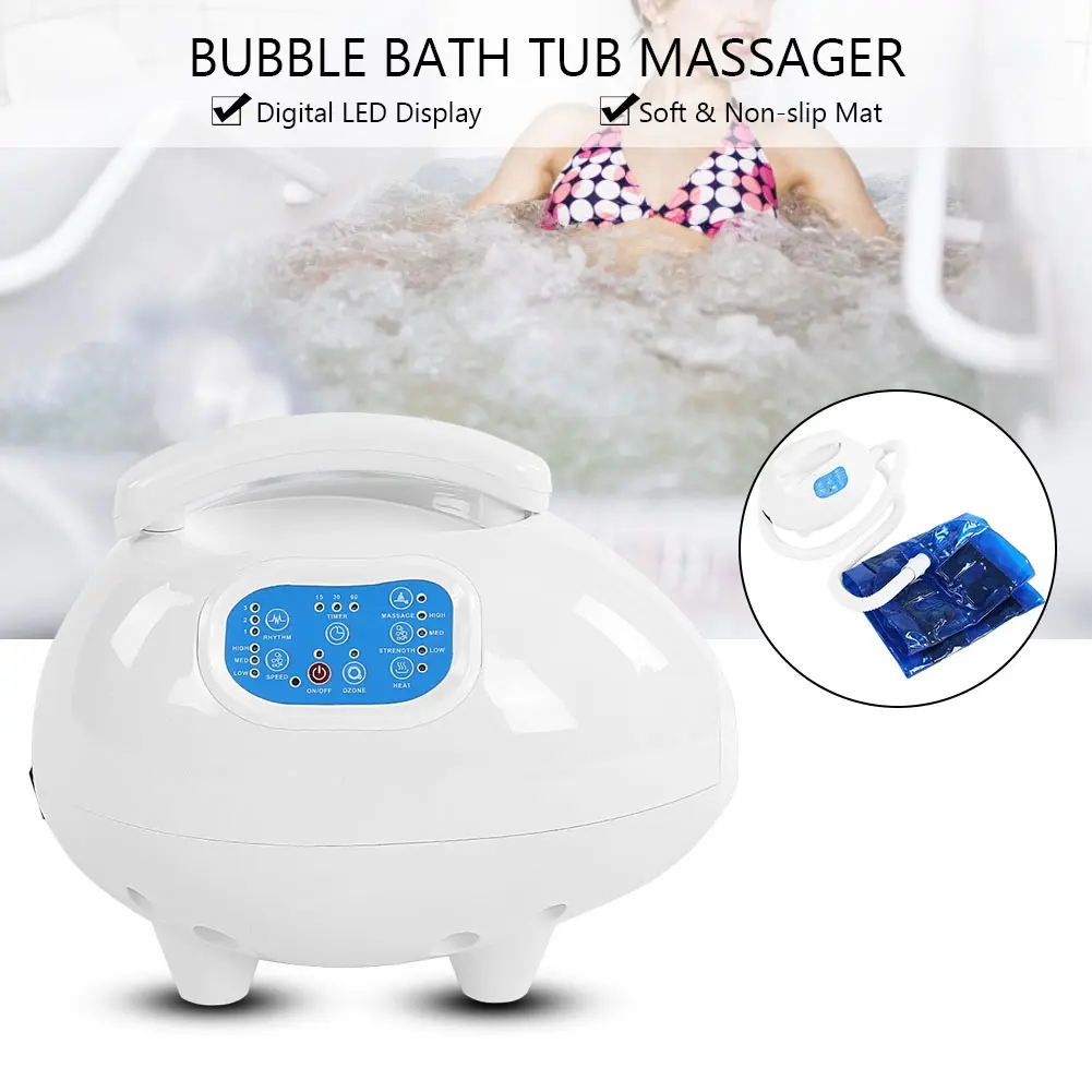 Air Bubble Bath Tub Digital LED Display Body Spa Massage Mat with Air Hose Bubble Spa Bath Tub Massager Bubble Bath Tub Massager
