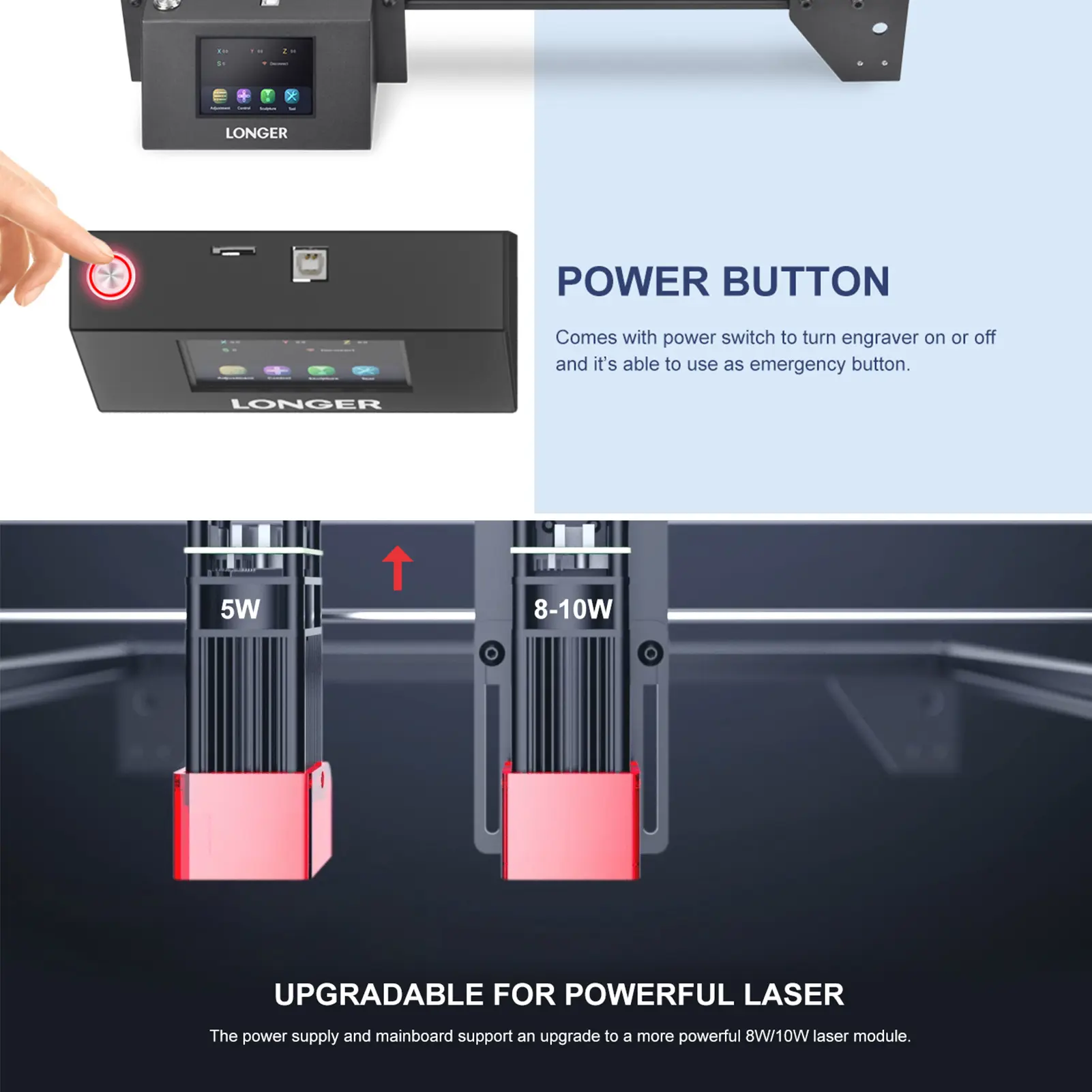 LONGER RAY5 5W  Laser Engraver Eye Protection 400x400mm Carving Area Ultrafine Laser Spot Eye Protection Compatible with LaserGR
