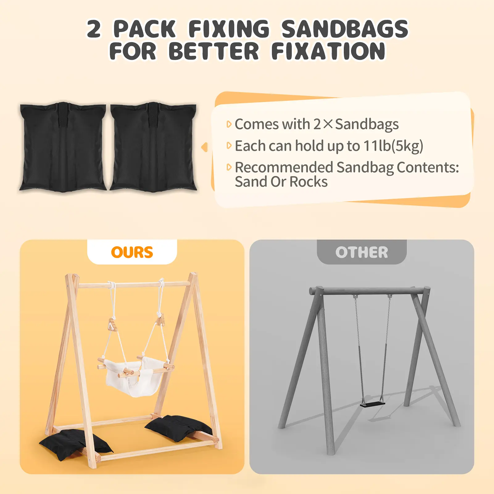 Folding Wooden Frame Swing (Wooden stand Canvas seat Foldable) Wooden Frame Swing with Canvas Seat