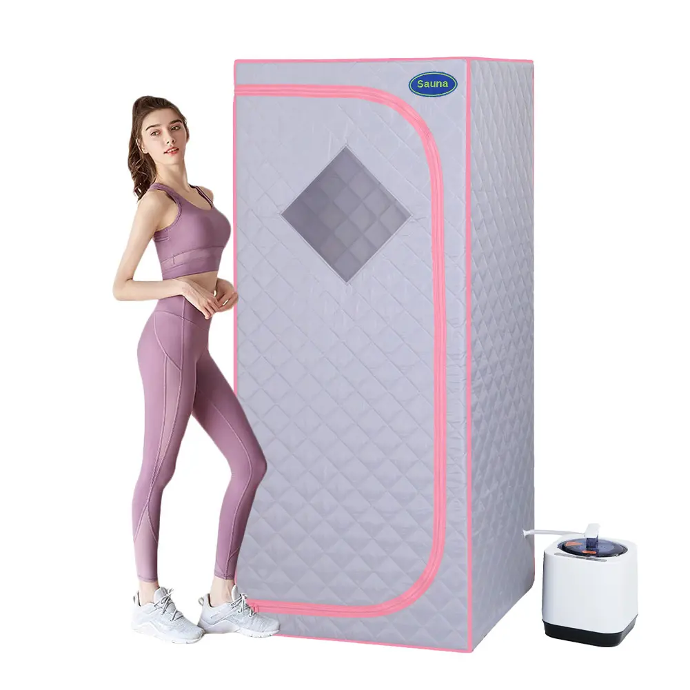 Full Size Portable Grey Steam Sauna tent–Personal Home Spa, with Steam Generator, Remote Control, Foldable Chair, Timer and PVC