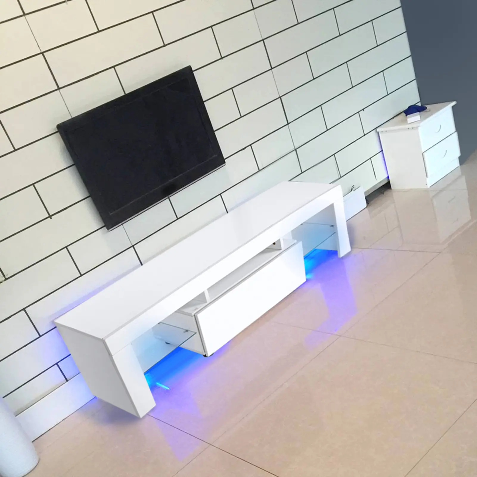 Modern TV Cabinet Unit Entertainment Stand with LED Strip Remote Control Home Decor TV Cabinet Modern TV Cabinet TV Unit Modern