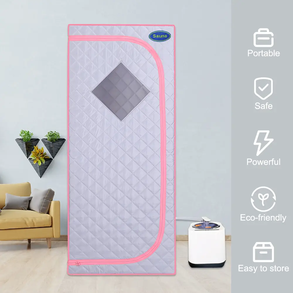 Full Size Portable Grey Steam Sauna tent–Personal Home Spa, with Steam Generator, Remote Control, Foldable Chair, Timer and PVC