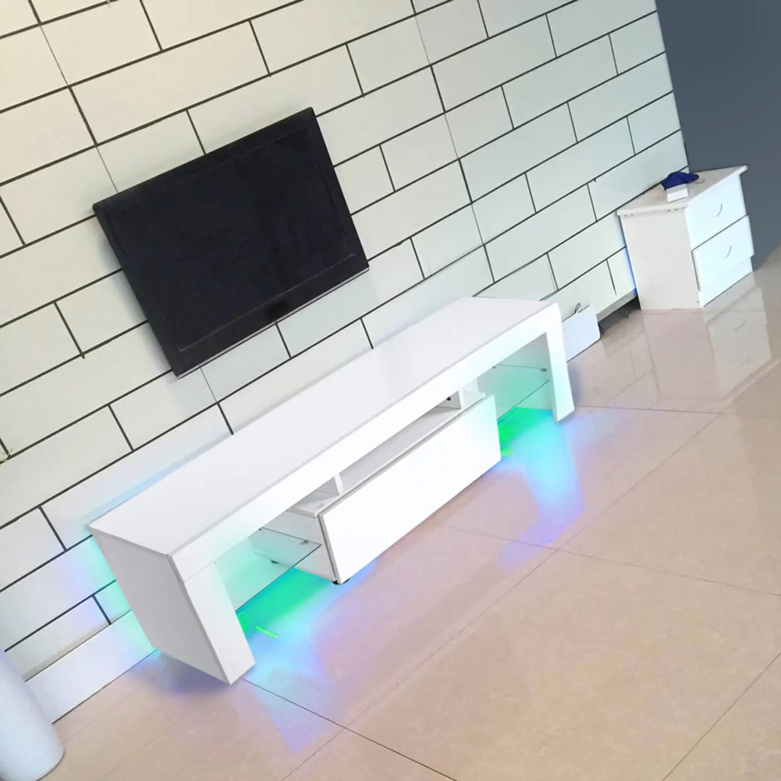 Modern TV Cabinet Unit Entertainment Stand with LED Strip Remote Control Home Decor TV Cabinet Modern TV Cabinet TV Unit Modern