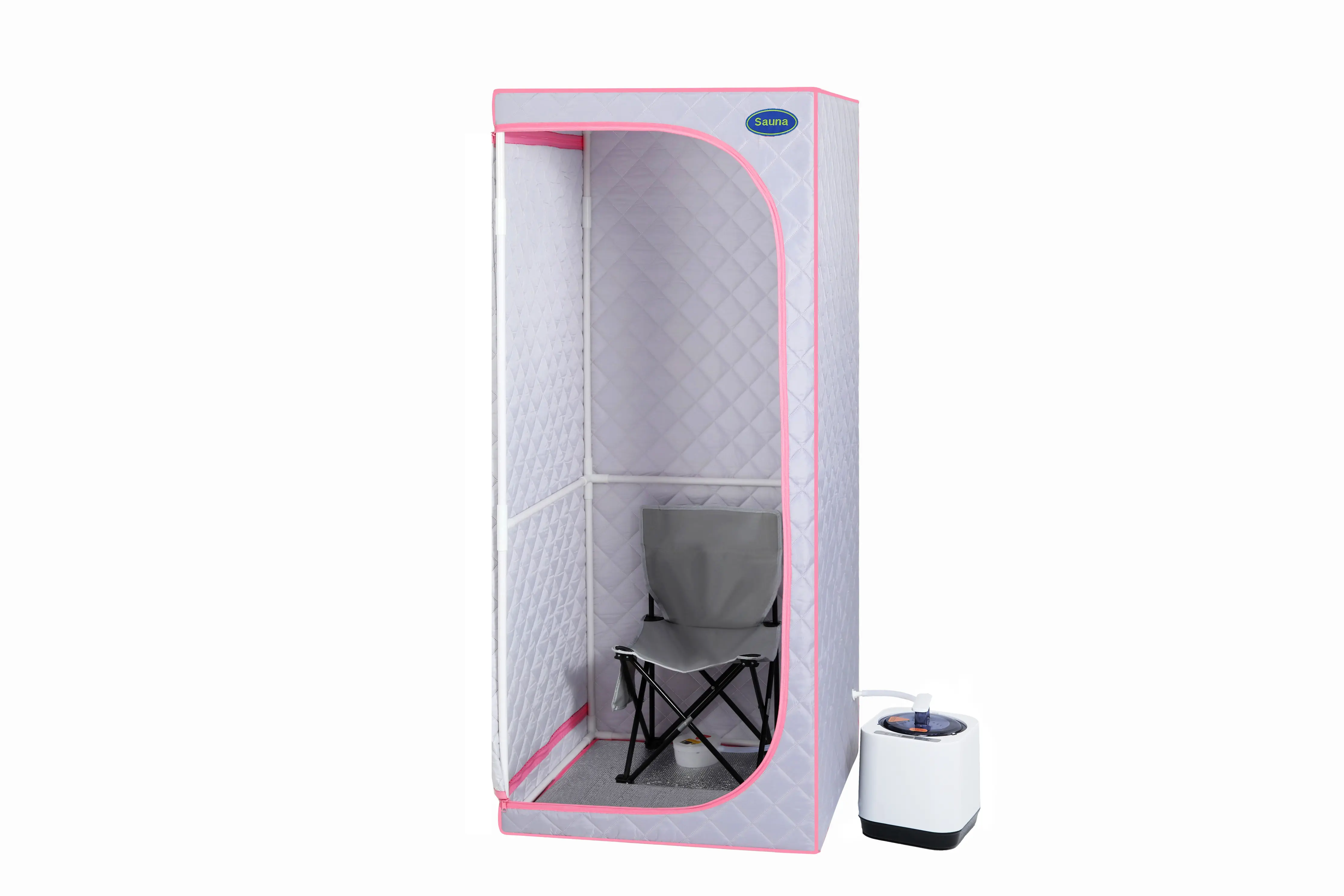 Full Size Portable Grey Steam Sauna tent–Personal Home Spa, with Steam Generator, Remote Control, Foldable Chair, Timer and PVC