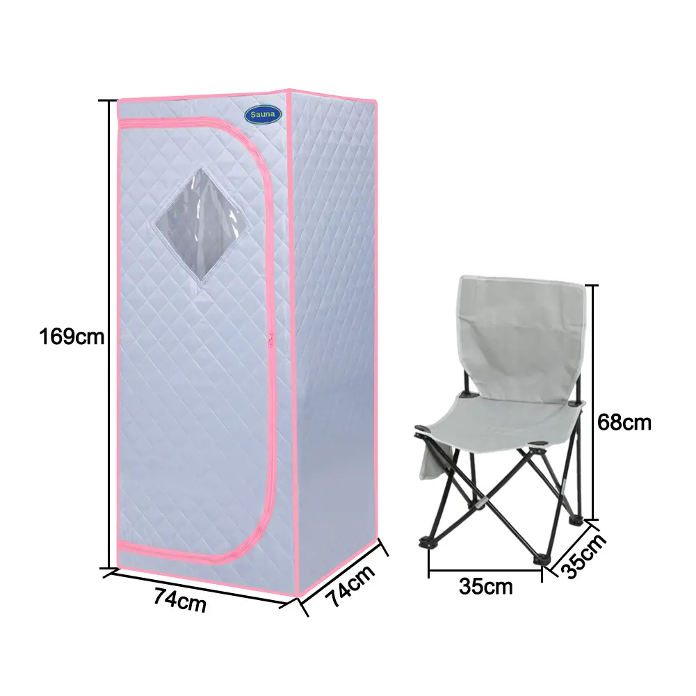 Full Size Portable Grey Steam Sauna tent–Personal Home Spa, with Steam Generator, Remote Control, Foldable Chair, Timer and PVC