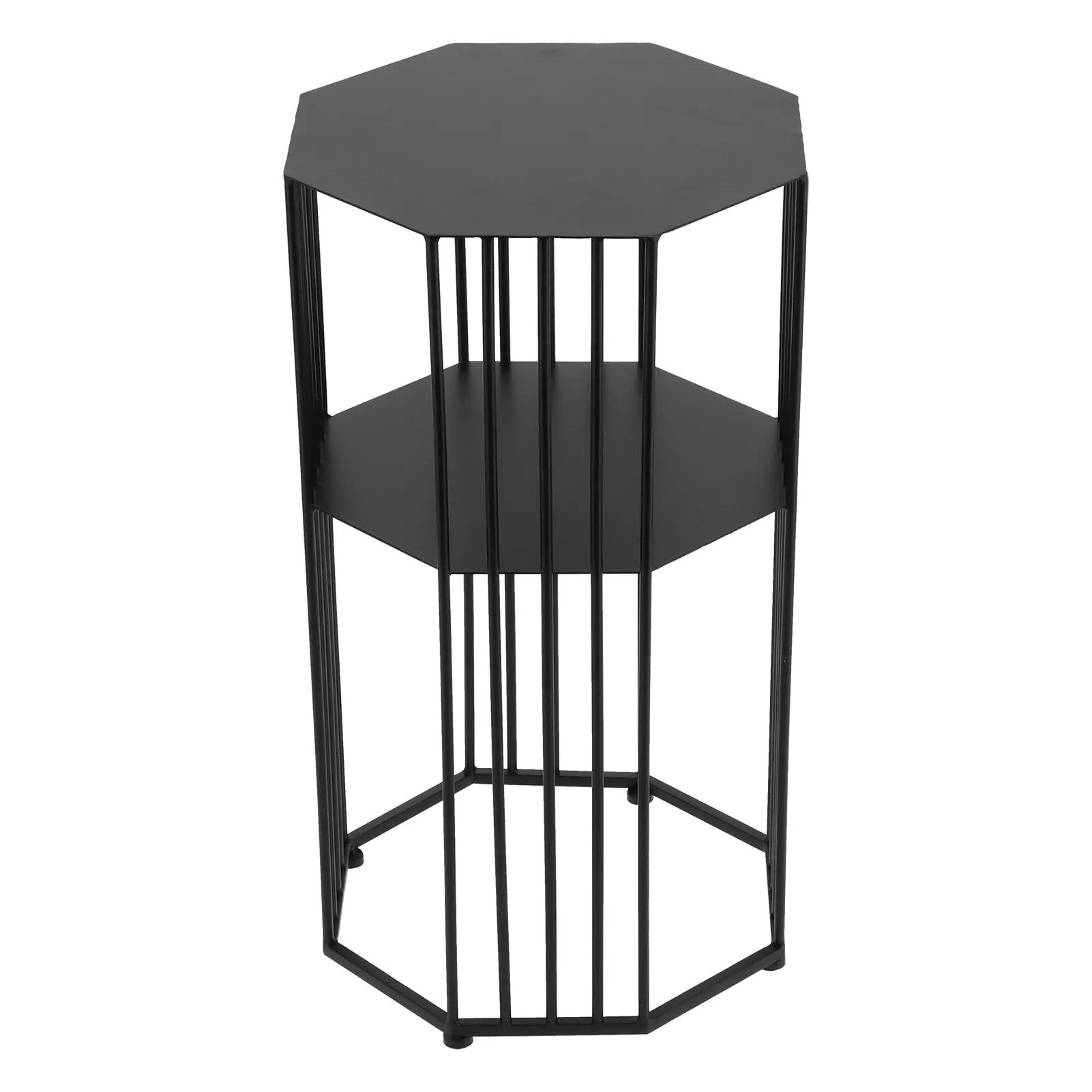 2‑Layer Wrought Iron Side Table End Sofa Table Storage Shelf for Living Room Black End Table Home Table Side Table Sofa Table