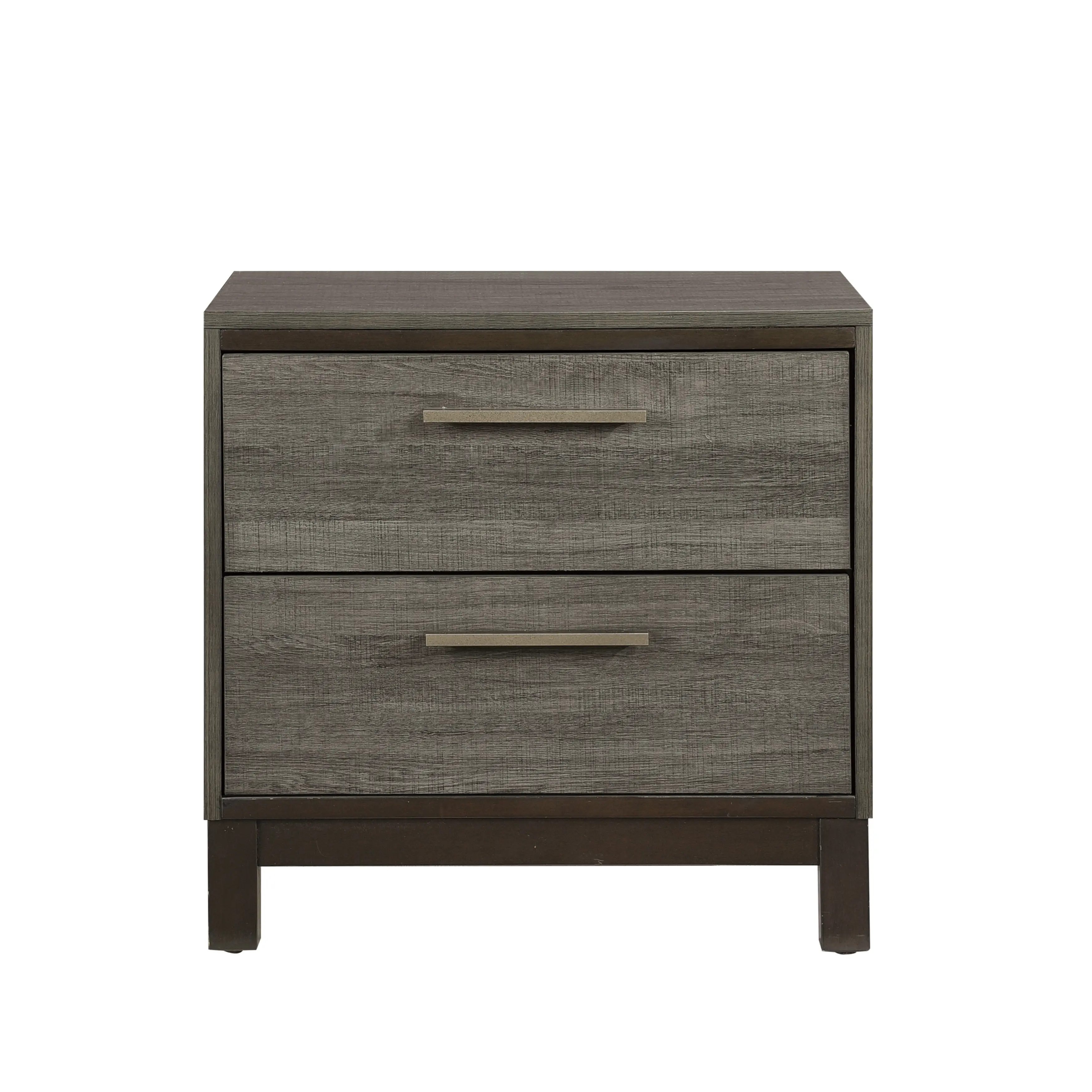 Contemporary Styling 1pc Nightstand of 2x Drawers w Antique Bar Pulls Two-Tone Finish Wooden Bedroom Furniture